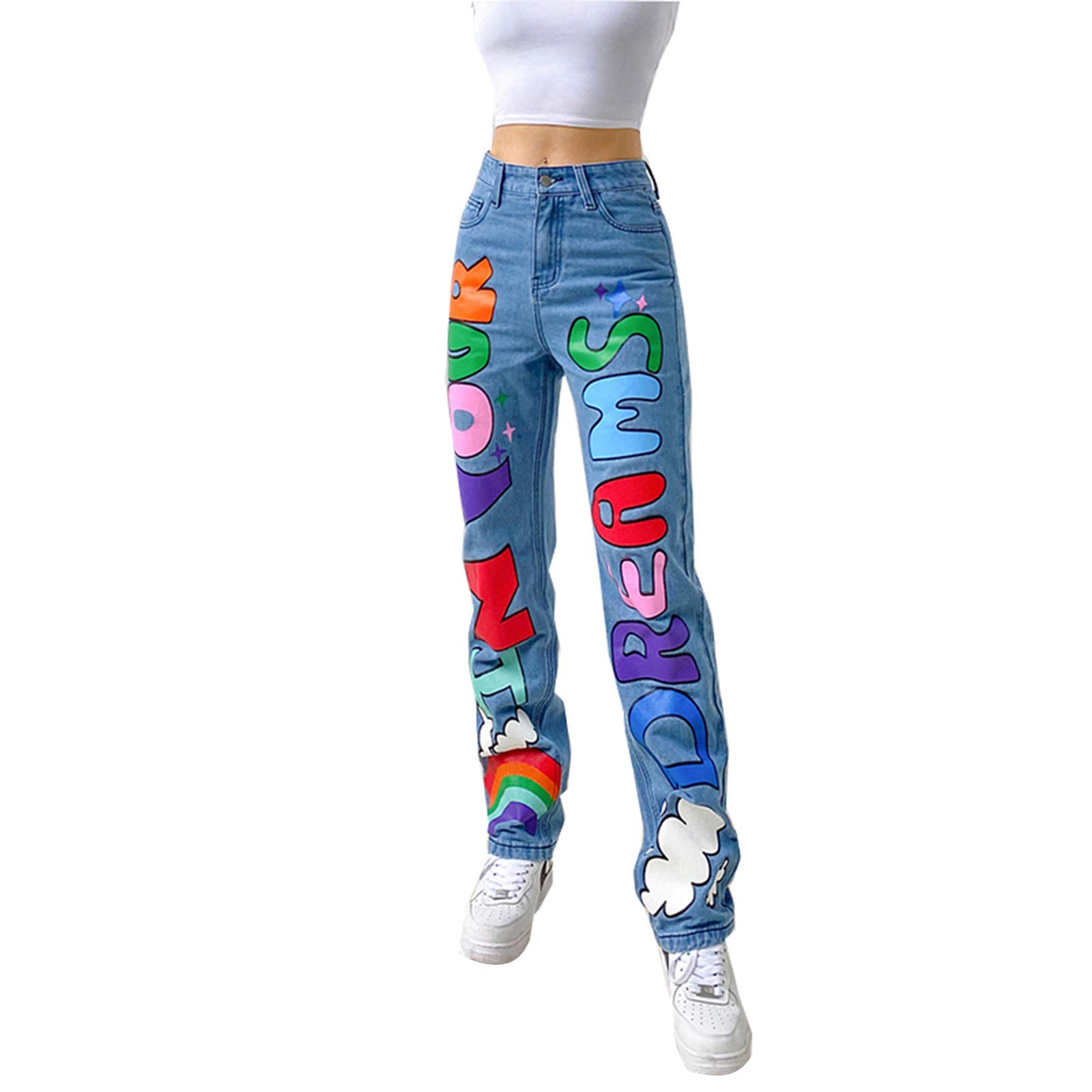 XBTCLXEBCO High Waist Wide Leg Jeans for Women - Trendy Streetwear Pants, Comfortable Stretch Denim, Plus Size Available - Perfect for Casual Outfits, Date Nights & Urban Fashion