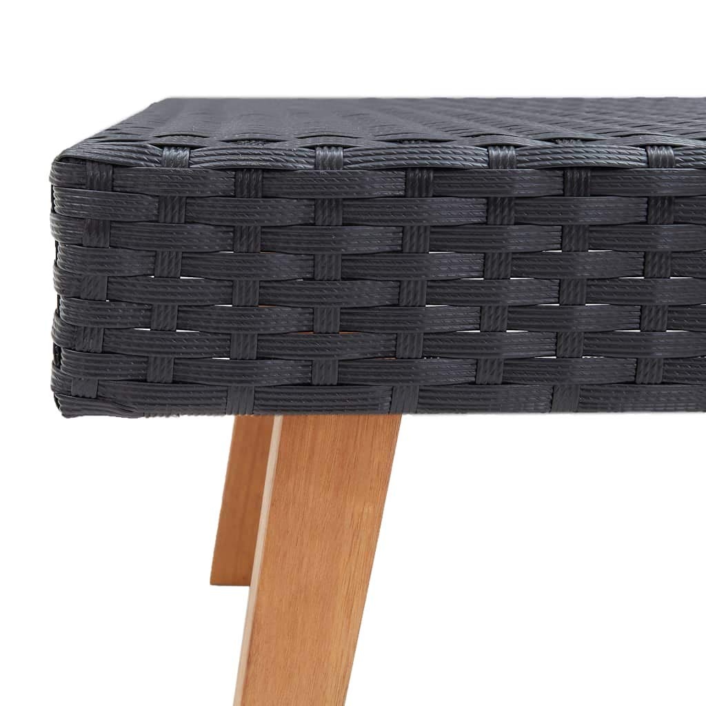 Outdoor Coffee Table - Black Poly Rattan Bistro Set for Patio, Garden, Balcony | Durable & Weather-Resistant | Perfect for Relaxing with Coffee or Dining Al Fresco