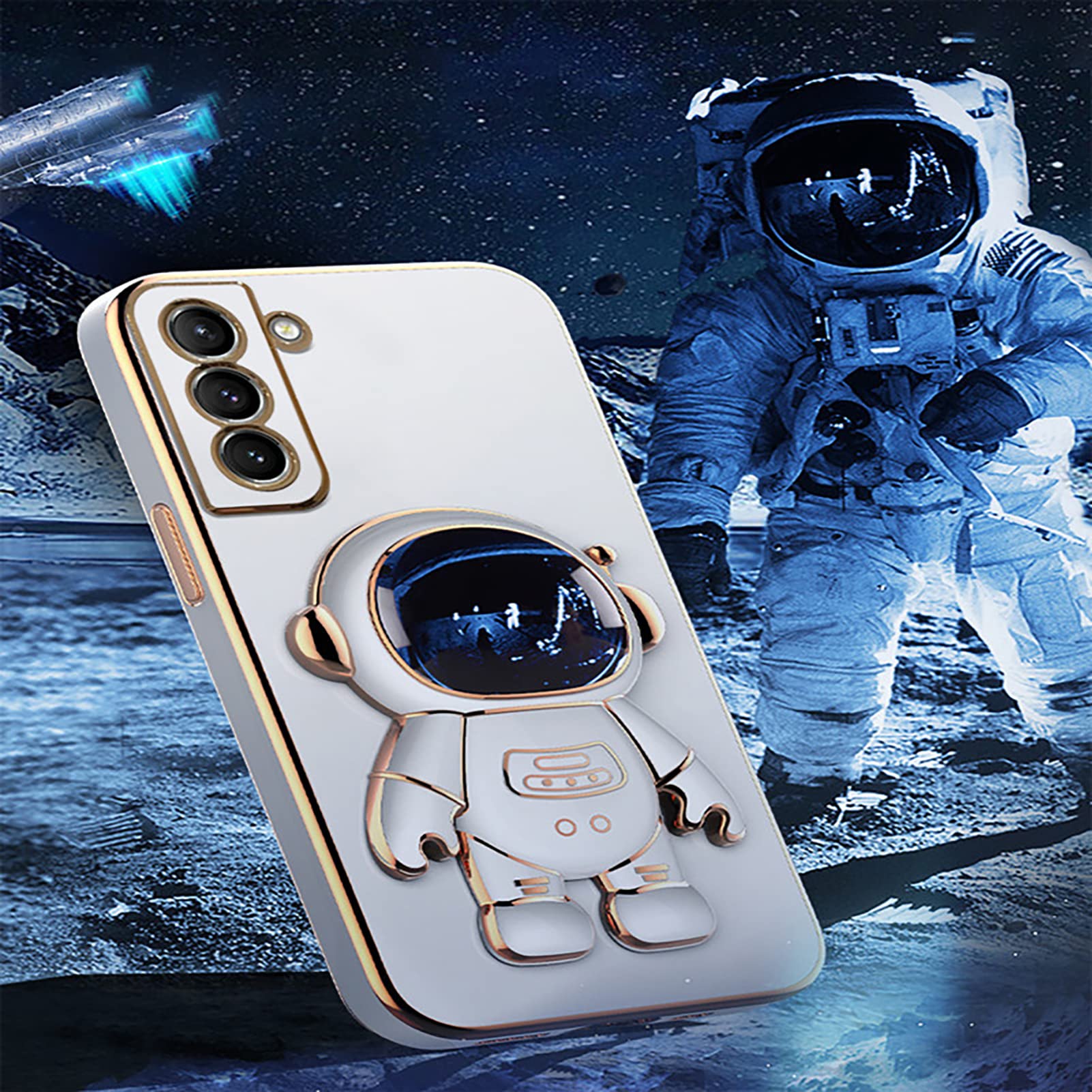 COOWEEK 6D Astronaut Case for Samsung Galaxy A32 5G - Cute Pink TPU Cover with Kickstand for Daily Use