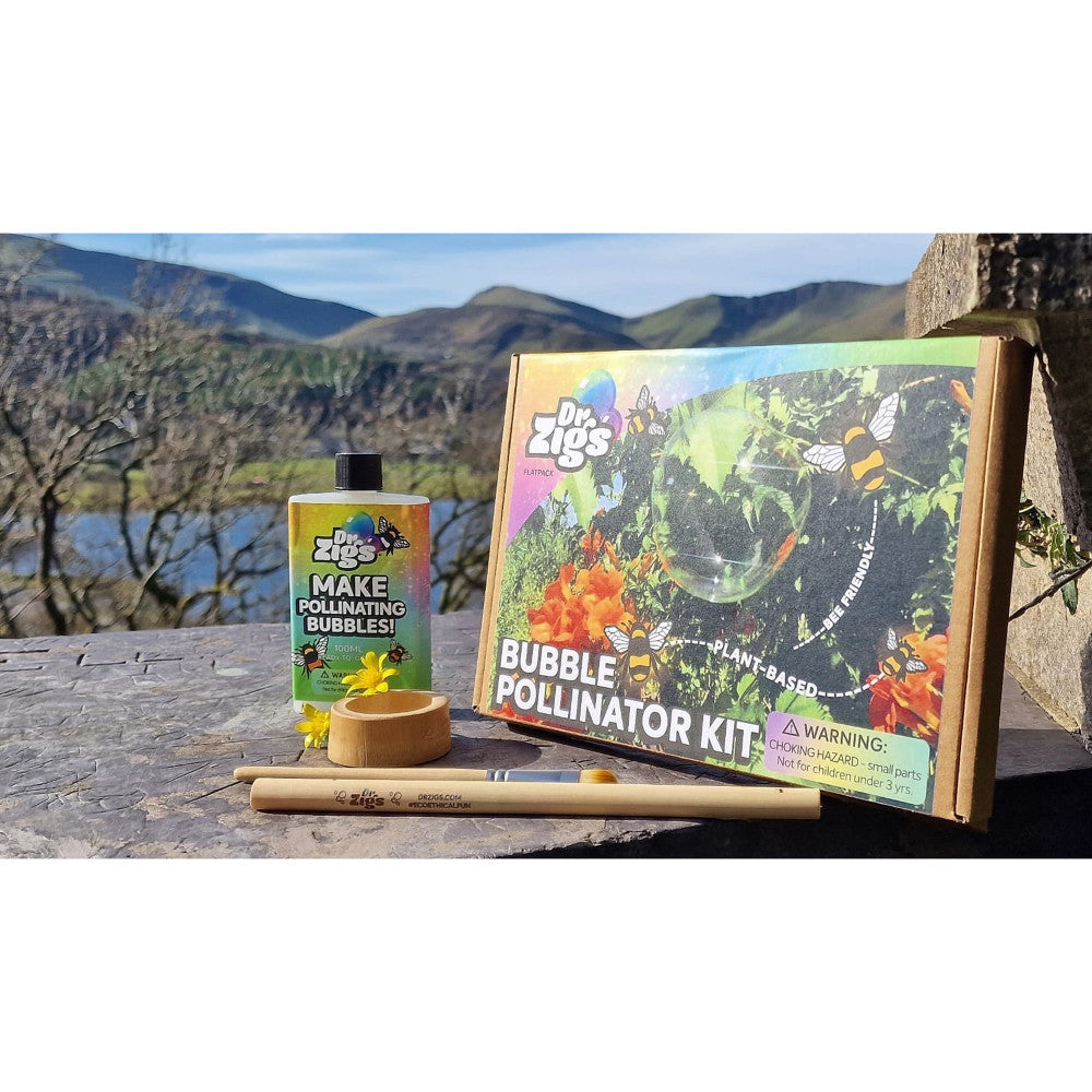 Dr Zigs Bubble Pollinator Kit - Eco-Friendly Bubble Blowing Toy for Kids Age 3+, Outdoor Garden Play & STEM Learning Activity
