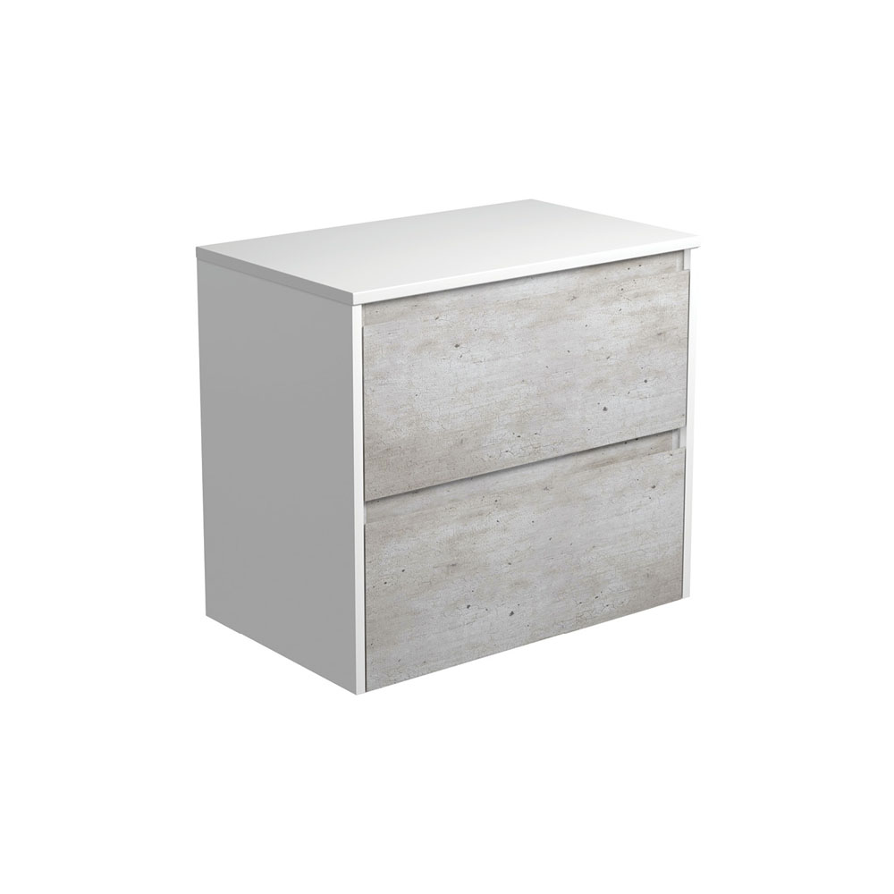 Fienza 75BXW Amato 750 Wall Mounted Bathroom Vanity Cabinet - Satin White Finish, Industrial Style (Cabinet Only) - Perfect for Modern Bathrooms & Powder Rooms