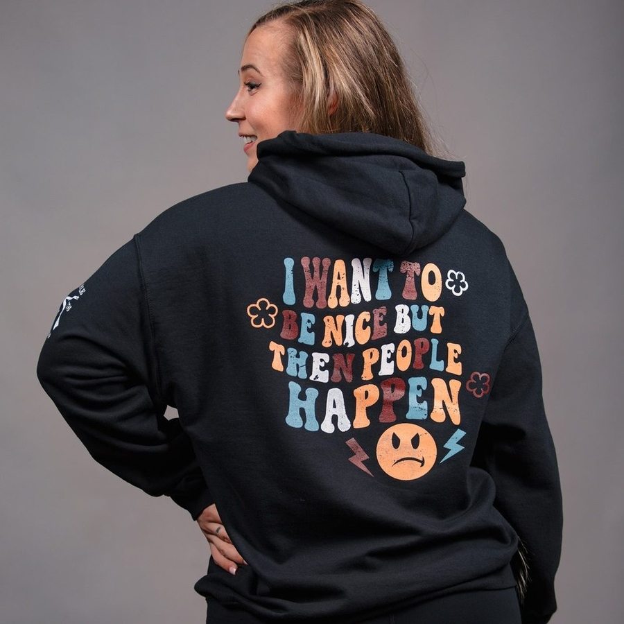 Women's Be Nice Hoodie - Soft & Comfortable Pullover Sweatshirt for Casual Wear & Lounge - Black