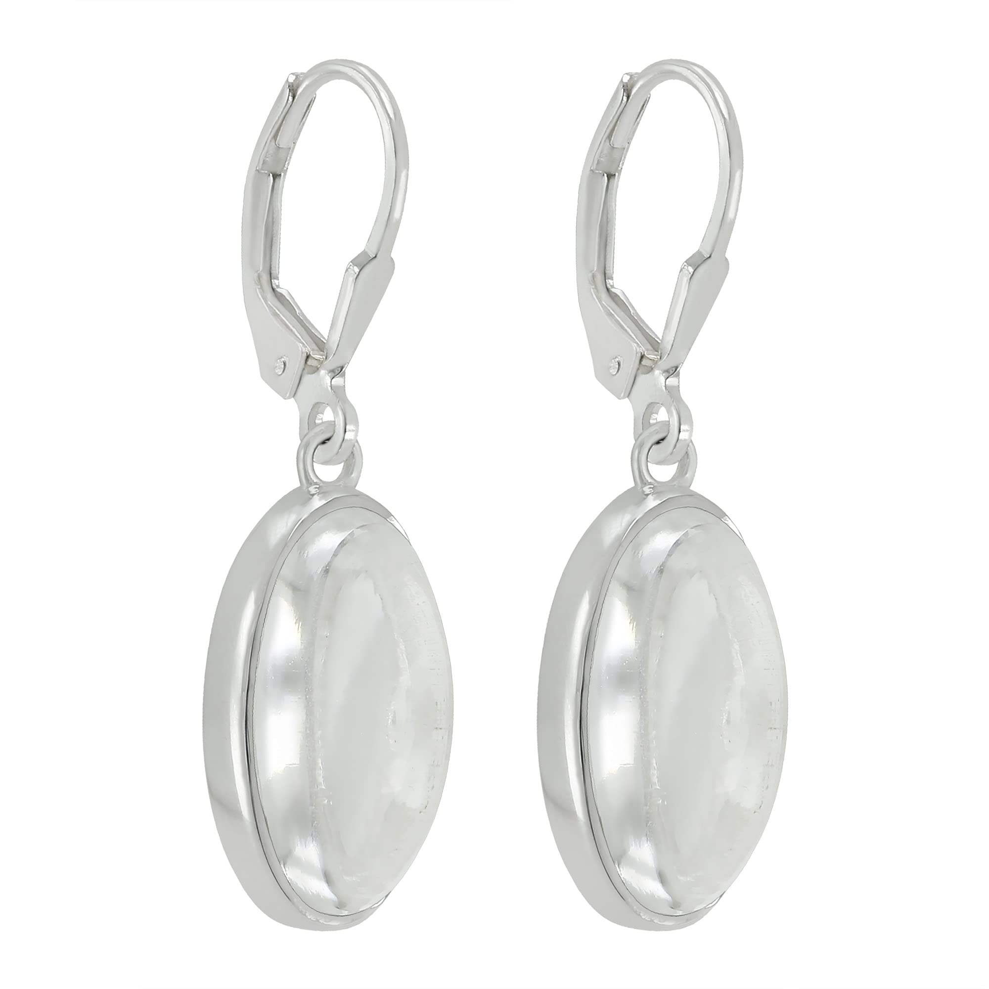 TISHAVI Natural Oval Gemstone Dangle Drop Earrings - 925 Sterling Silver Birthstone Jewelry for Women - Handmade Leverback Earrings for Mom, Wife, Sister - Perfect for Weddings, Anniversaries & Special Occasions