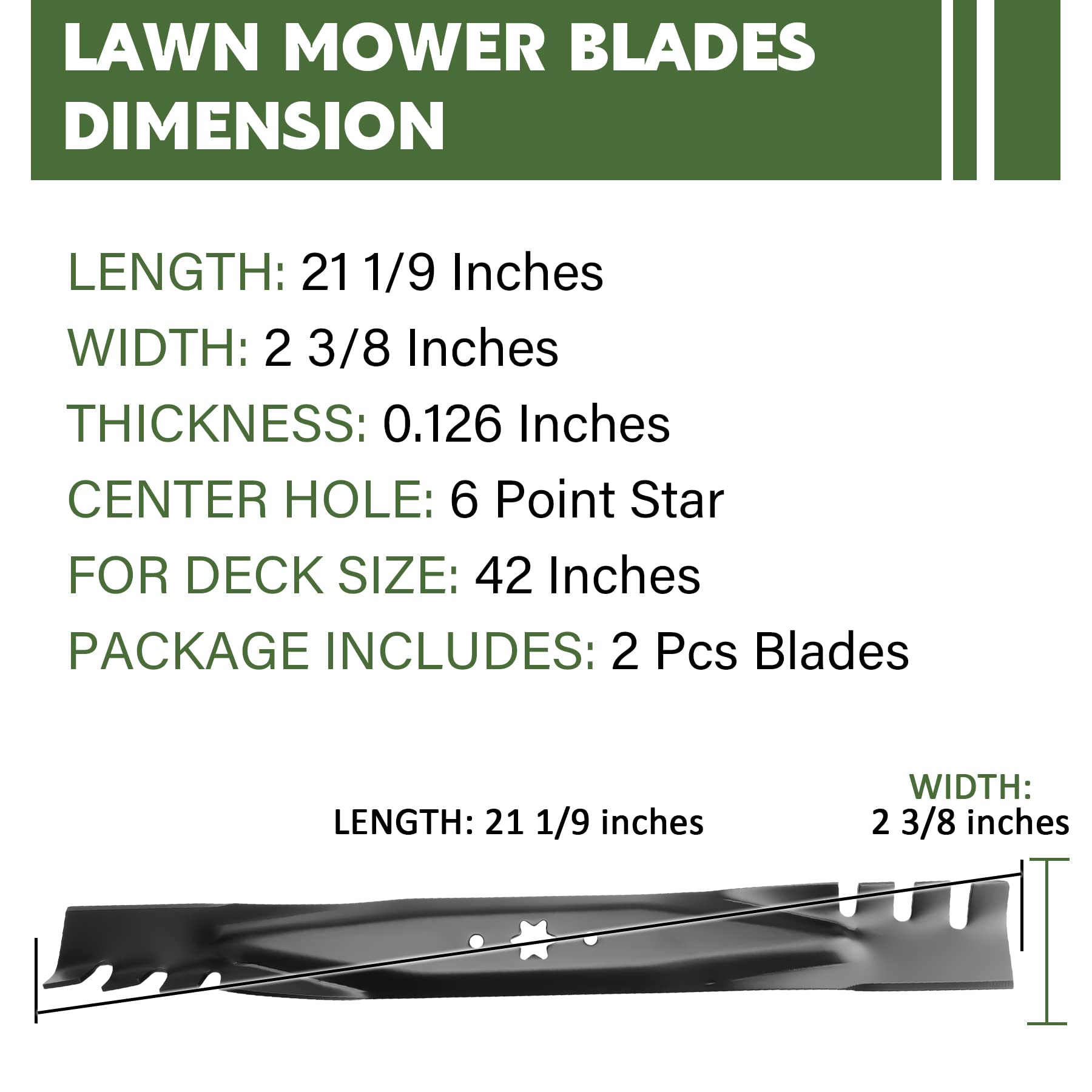 MTD 42-Inch Deck Mulching Blades - Compatible with Cub Cadet RZT 54, Toro 112-0315 (2 Pack) - Replacement Blades 942-0616A & 742-0616A - Perfect for Lawn Maintenance & Grass Recycling