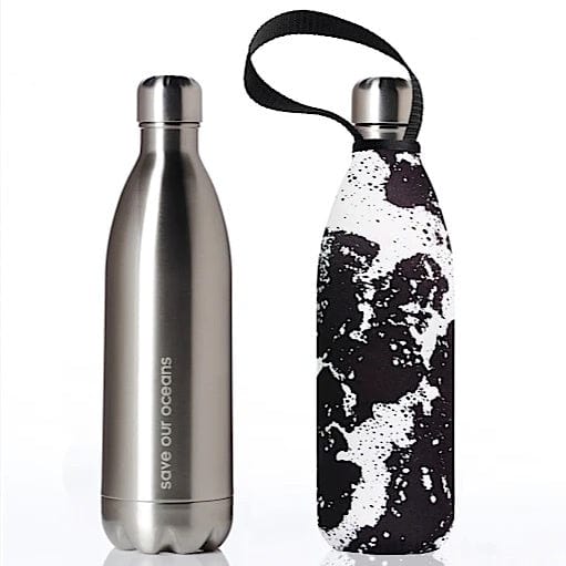 BBBYO 1L Silver Stainless Steel Water Bottle with Leak-Proof Cover - Insulated Thermos for Hot & Cold Drinks - Perfect for Hiking, Gym, Office & Outdoor Activities