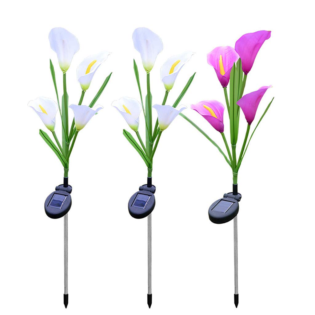 Solar Powered LED Garden Stake Lights - Color Changing Outdoor Solar Lights for Patio, Lawn, Yard & Garden Decoration | Waterproof Solar Flower Lights for Pathway, Landscape, Backyard & Wedding Decor (White & Purple)
