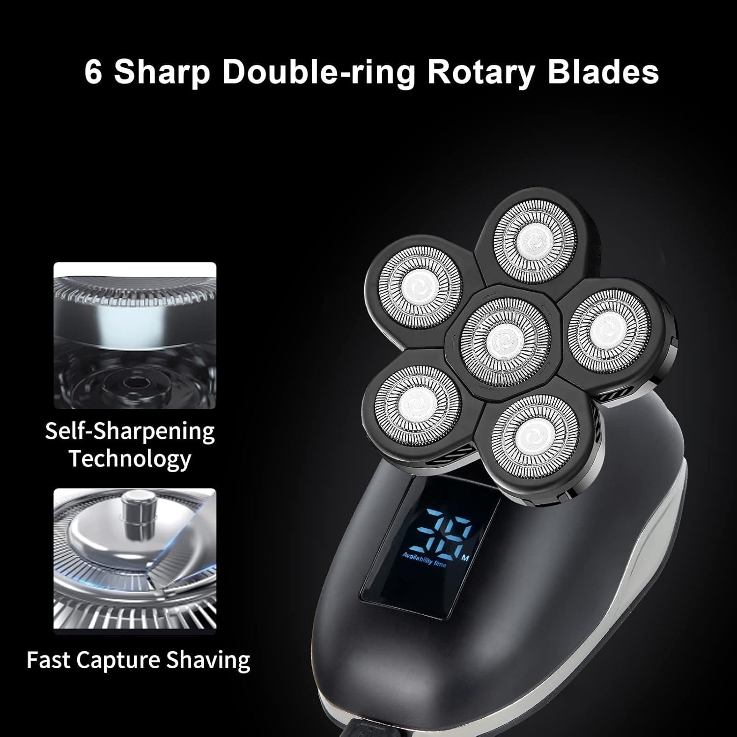 6 Head Electric Shaver Replacement Blades - Stainless Steel Rotary Razor Refills for Men's Grooming - Perfect for Philips Norelco & Braun Shavers - Home & Travel Use