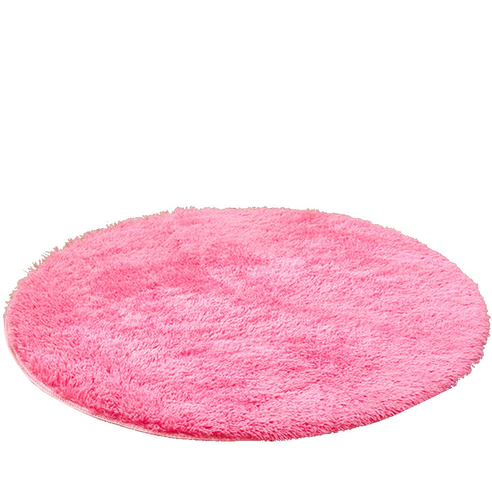 Super Soft Shaggy Area Rug - 1 Feet Round Hot Pink Fluffy Carpet for Bedroom, Living Room, Nursery & Home Decor | Cozy Floor Mat for Kids Room, Bedside & Dining Area