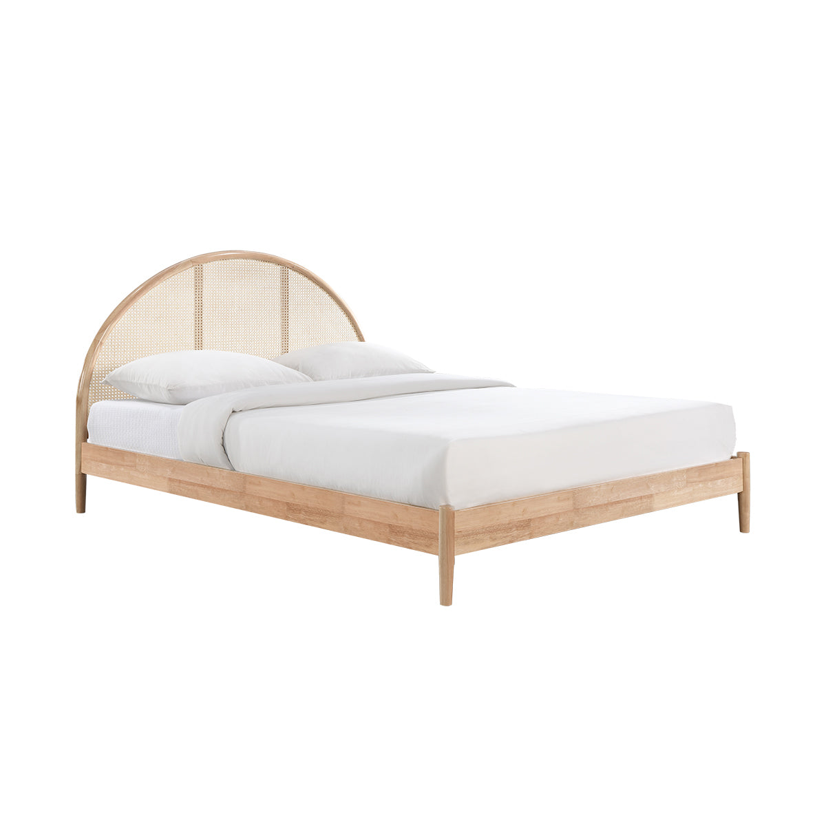 Avery Arch Rattan Double Bed Frame - Natural Wicker Weave Design for Bedroom, Guest Room, or Vacation Home - Queen/King Size Rattan Bed with Sturdy Wooden Frame