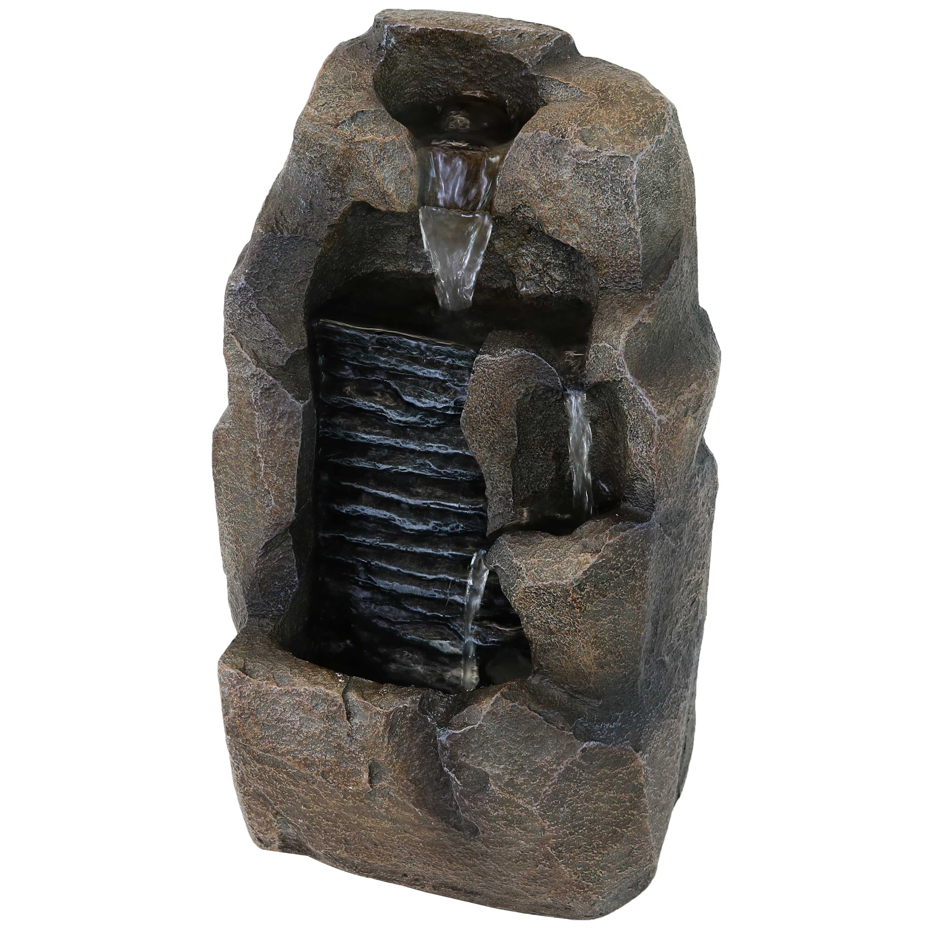 Sunnydaze Stony Rock Waterfall Indoor Tabletop Fountain - Relaxing Decorative Water Feature for Home, Office, Meditation & Yoga Space