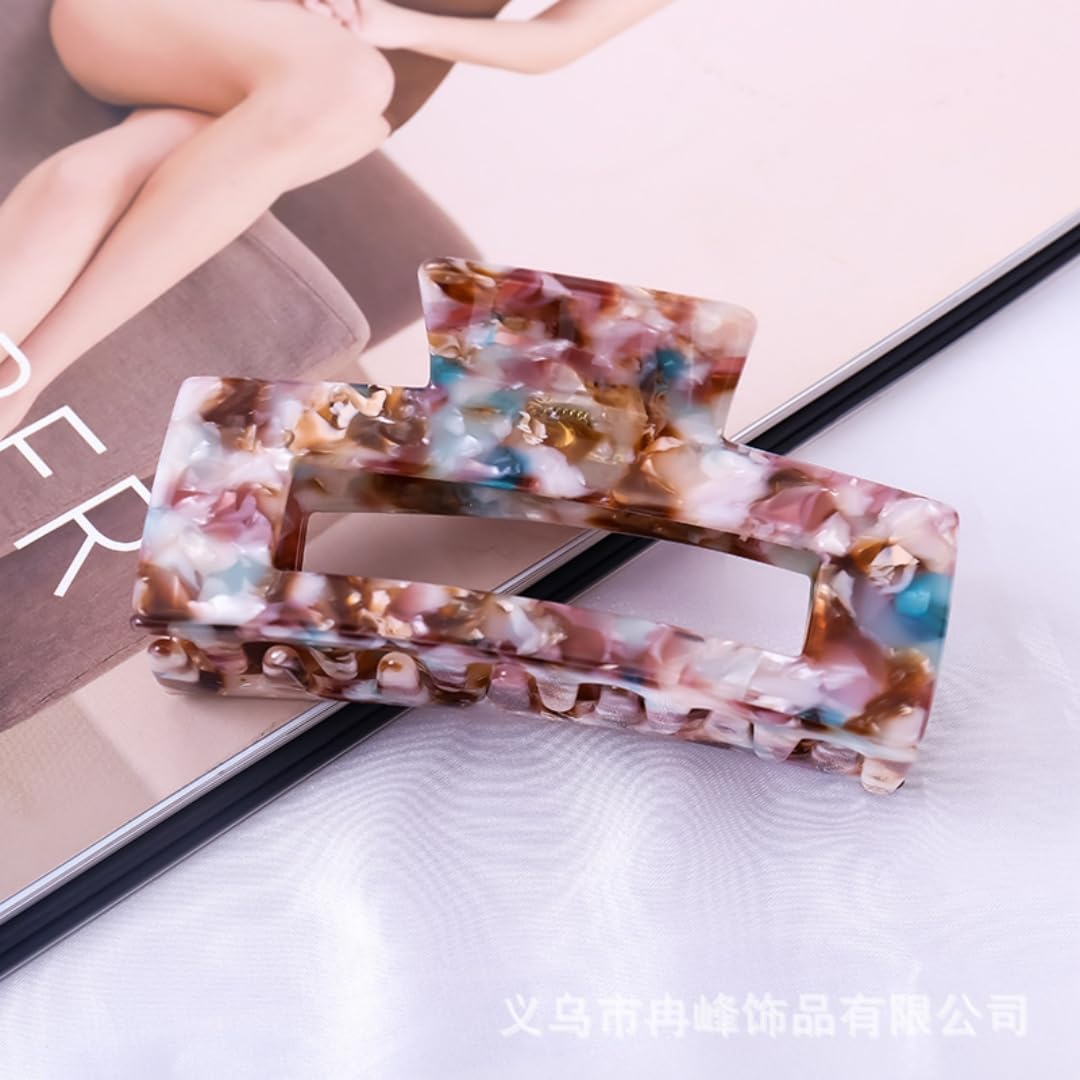 Large Tortoise Shell Hair Claw Clip 4.1 Inch - 2 Pack Banana Clips for Thick & Curly Hair - Premium Cellulose Acetate Hair Accessories for Women - Perfect for Beach, Work, and Everyday Styling
