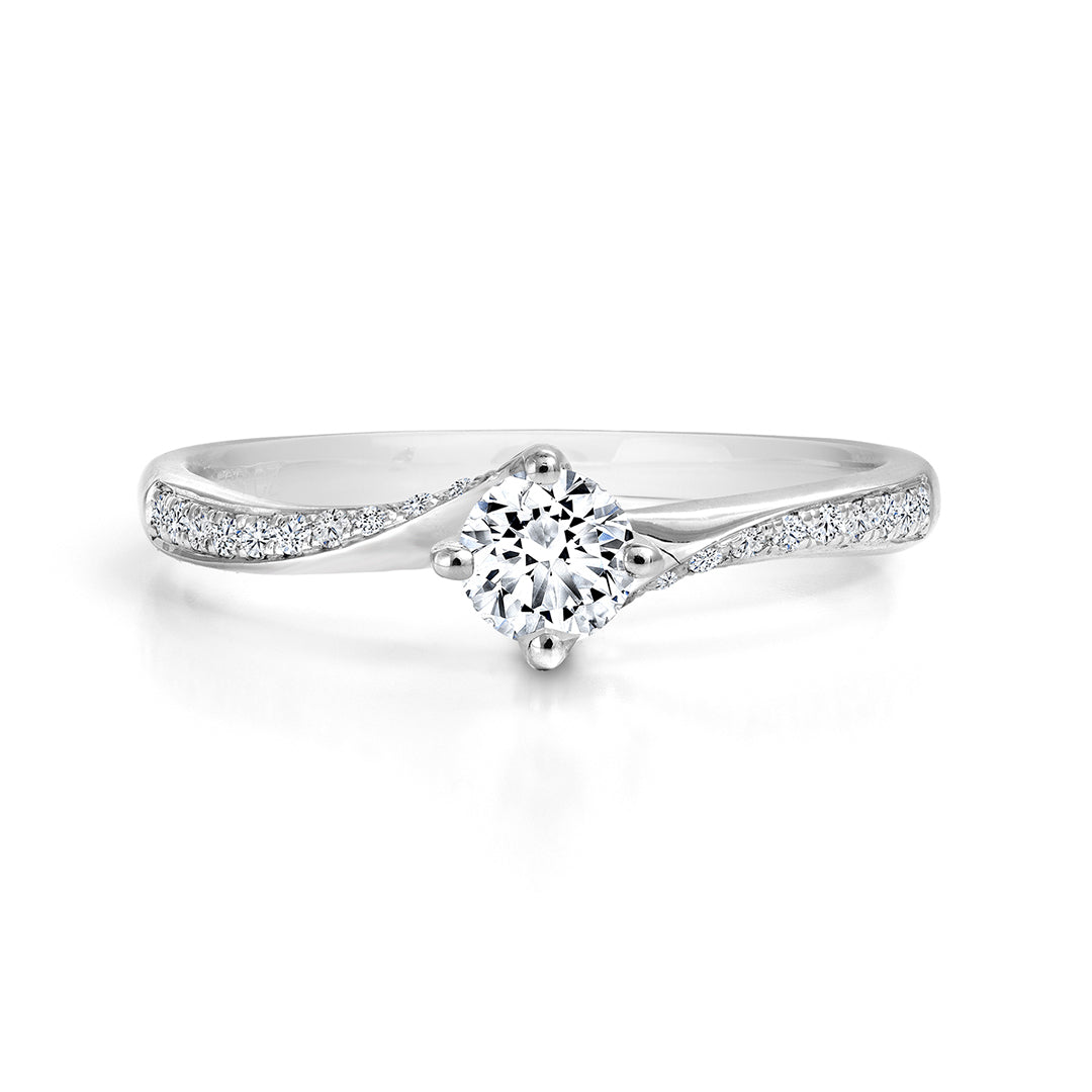 14K White Gold Canadian Diamond Engagement Ring with Side Stones - Perfect for Proposals, Anniversaries & Special Occasions