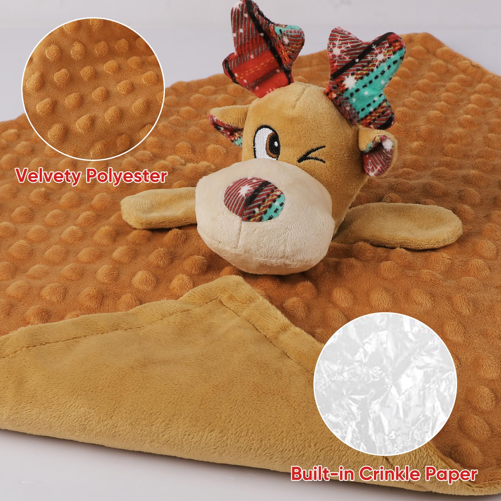 Christmas Squeaky Dog Toys for Small Medium Large Dogs - Soft Plush No Stuffing Puppy Chew Toys, Durable Bite-Resistant Xmas Reindeer for Aggressive Chewers - Perfect for Holiday Playtime, Training & Interactive Bonding