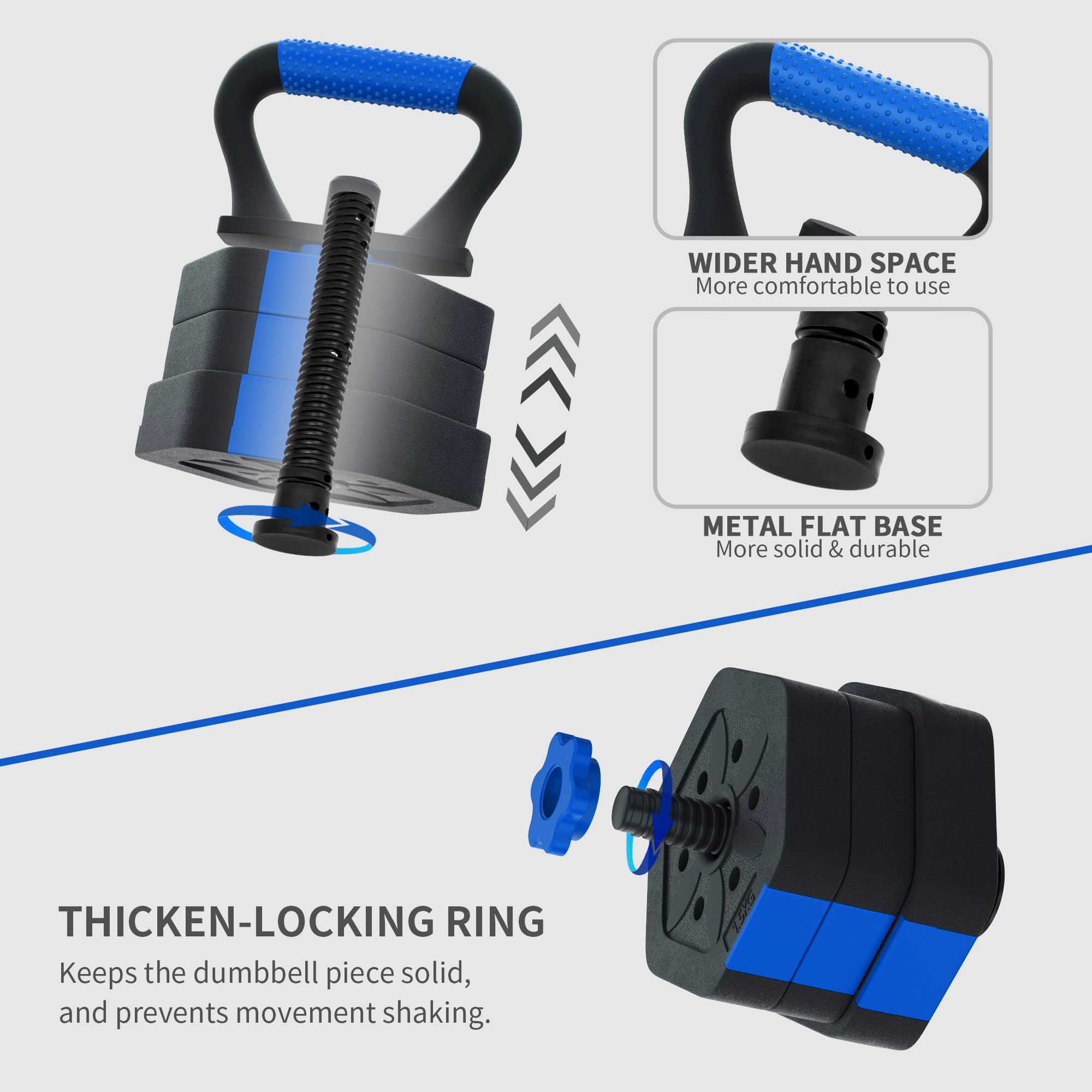 VIVITORY Adjustable Dumbbell Set with Connector - 5-25lbs Hexagonal Free Weights for Home Gym, Non-Slip Cement Mixture Design | Perfect for Strength Training, HIIT Workouts & Small Space Fitness