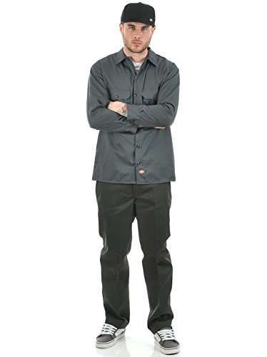 Dickies Men's Big & Tall Long Sleeve Work Shirt - Durable Cotton Twill, Relaxed Fit for Comfort, Professional Workwear for Construction, Landscaping & Outdoor Jobs