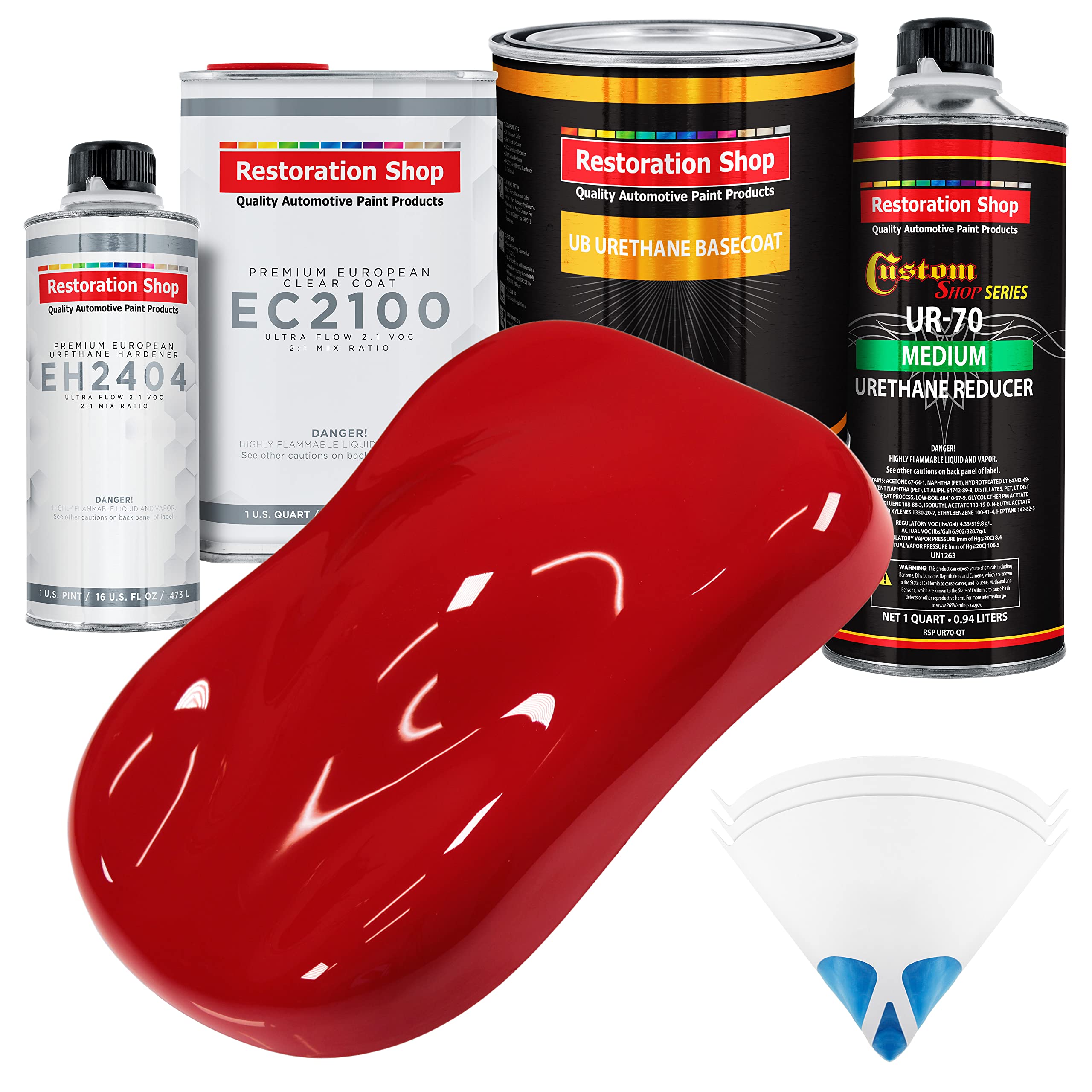 Restoration Shop - Reptile Red Urethane Basecoat with European Clearcoat Auto Paint Kit - Complete Quart Automotive Refinish Coating - Perfect for Car Restoration & Custom Paint Jobs