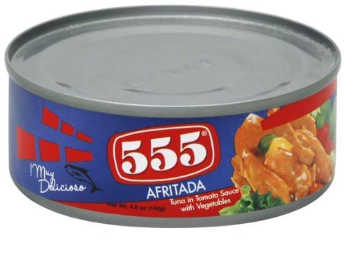 555 Afritada Tuna in Tomato Sauce with Vegetables - Pack of 4 Cans (4.9 Oz Each) | Premium Canned Tuna for Quick Meals, Camping & Emergency Food Supplies