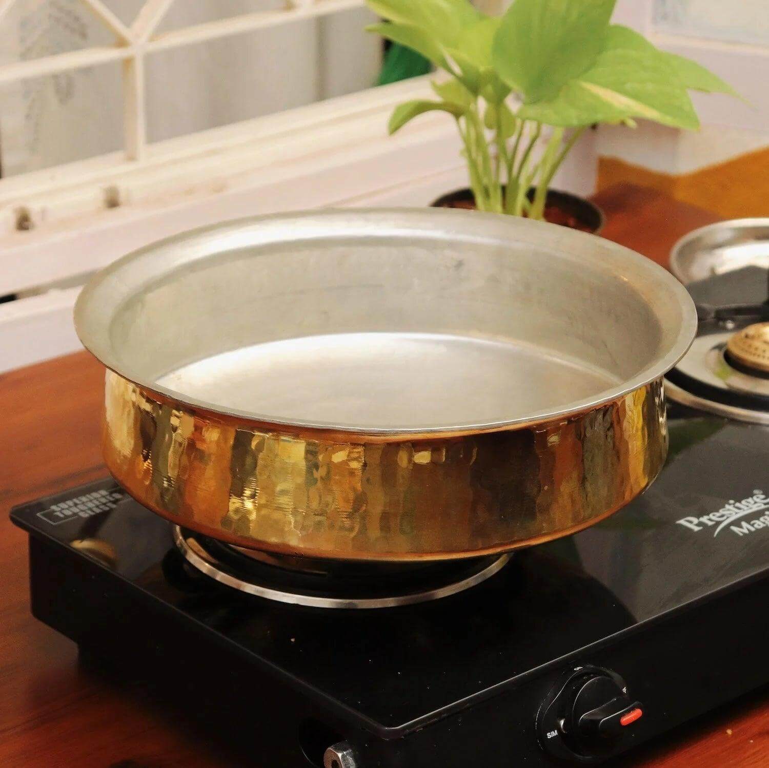 Premium Brass Cooking Pot (Pital Lagan) - Traditional Indian Cookware for Healthy Meals | Perfect for Curry, Dal, Rice & Home Cooking