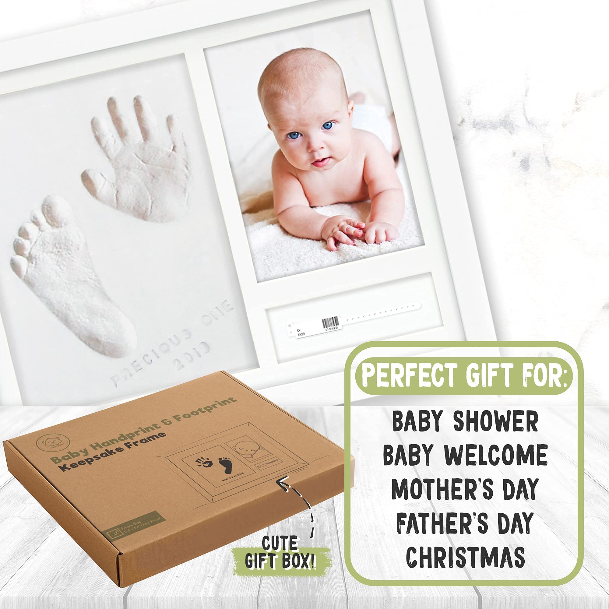KeaBabies Baby Handprint and Footprint Kit with Washcloth Set - Newborn Gift for Boys & Girls - Soft Baby Face Towels for Infants & Adults - Perfect for First Birthday, Baby Shower, and Nursery Decor