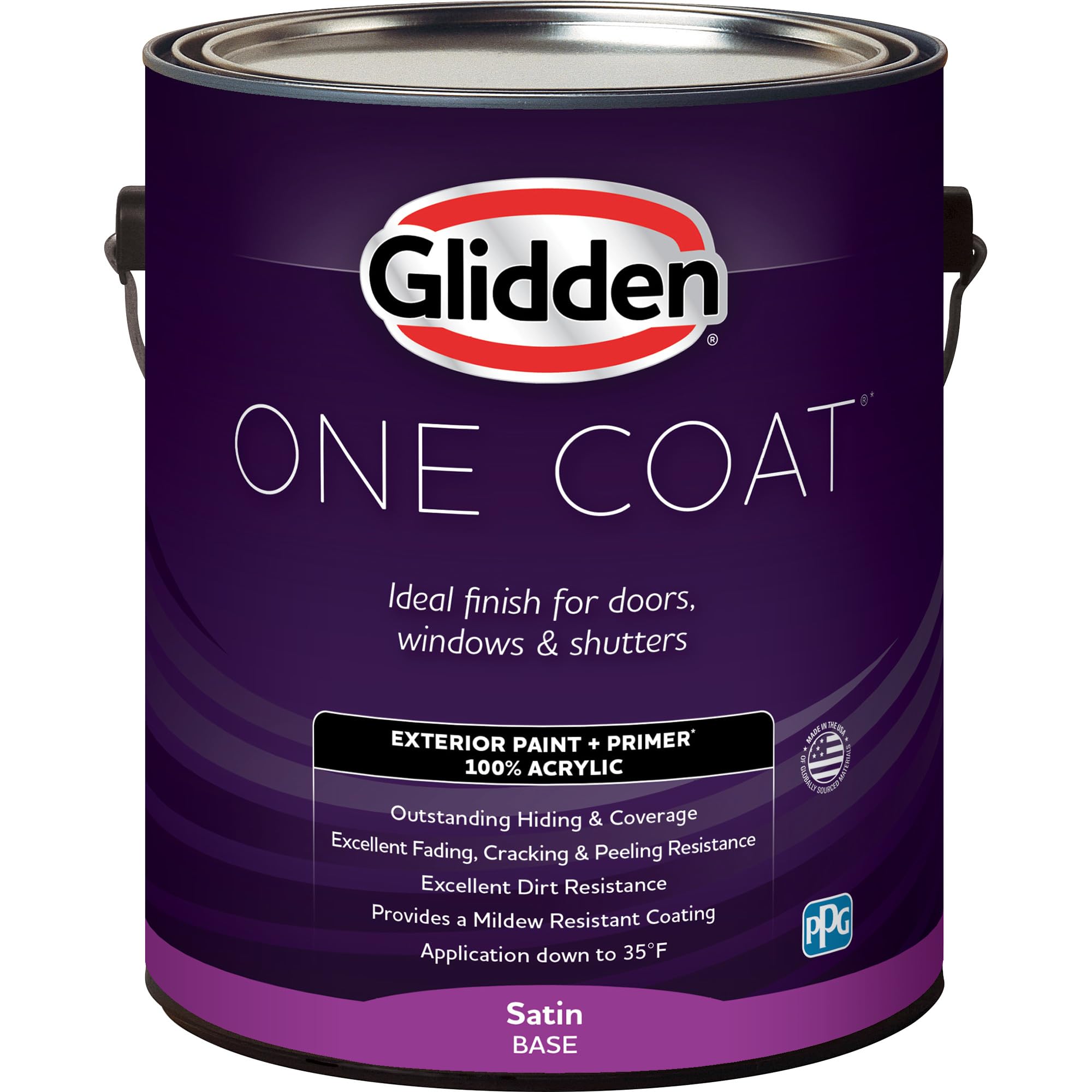 Glidden Exterior Paint + Primer in Yellow (Obsession) - 1 Gallon Satin Finish One Coat Coverage for Outdoor Home Projects