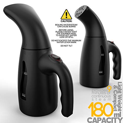 Lemontec Portable Travel Garment Steamer - 180ml Handheld Fabric Steamer with Fast Heat-up & Powerful Steam for Clothes - Perfect for Home, Hotel, and Business Trips - Quick Wrinkle Remover for Shirts, Dresses, and Suits