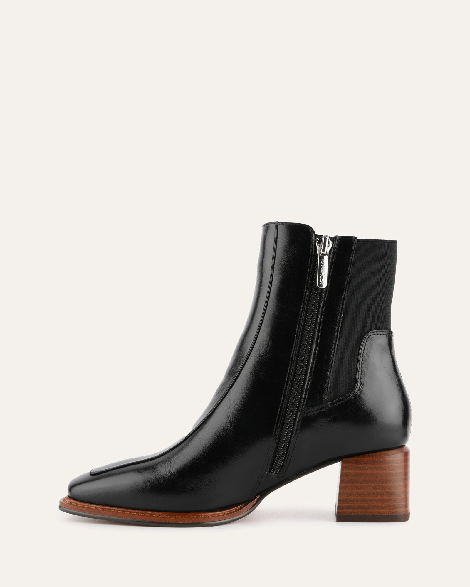 Darla Mid Ankle Boots for Women - Black Leather Booties with Chunky Heel | Comfortable & Stylish for Fall, Winter & Everyday Wear