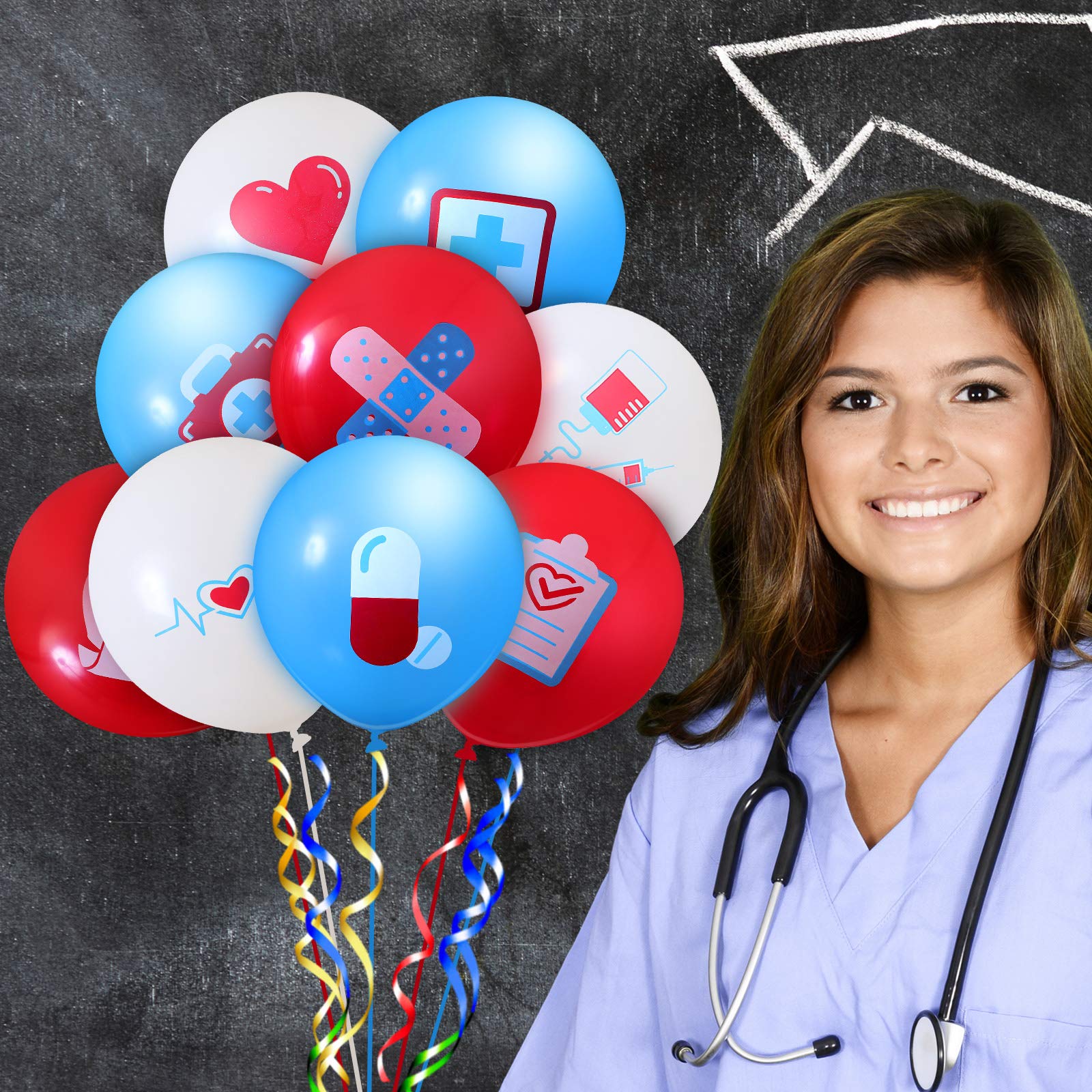 60 Pieces Nurse Balloons - Latex Nursing Graduation Party Decorations for RN Themed Events, Baby Showers & Healthcare Celebrations
