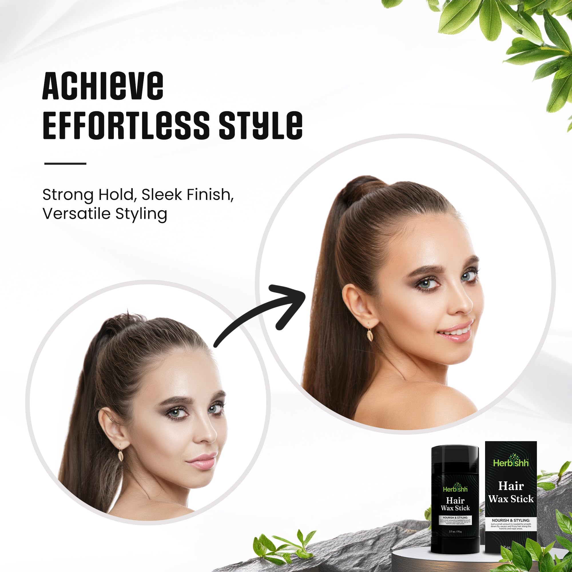 Herbishh Gray Hair Color Shampoo (Dark Brown) with Hair Wax Stick - Natural Hair Dye for Women & Men | Covers Gray Hair & Styling for Daily Use