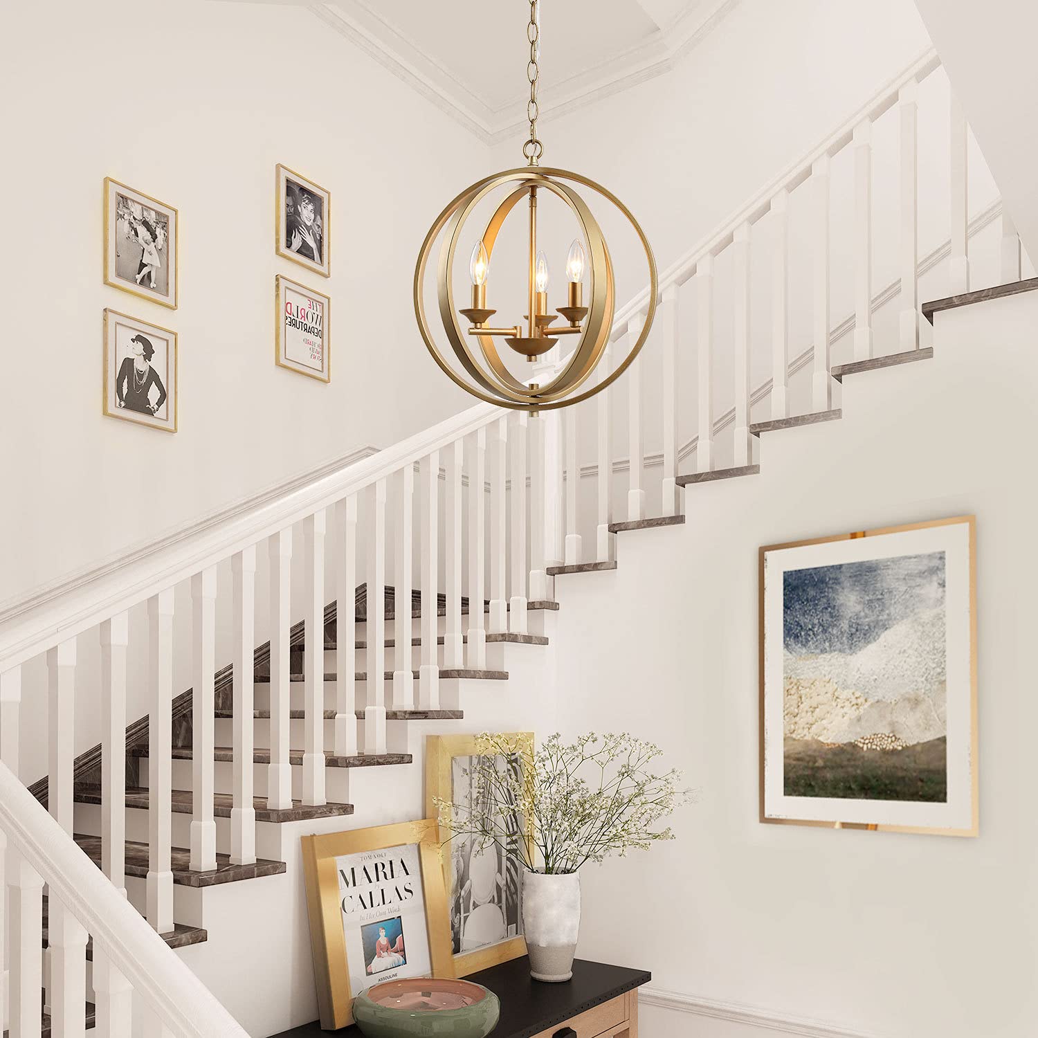 Modern Gold Orb Chandeliers - Globe Hanging Light Fixture for Dining Room, Living Room, Bedroom, Kitchen Island & Foyer - Perfect for Home Decor, Wedding, Restaurant and Commercial Spaces