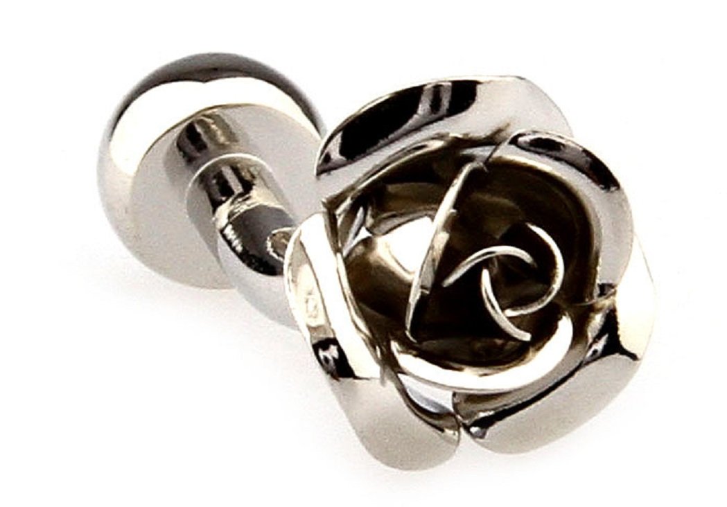 Elegant Rose Pair Cufflinks Set - Premium Stainless Steel Dress Shirt Accessories with Gift Box & Polishing Cloth - Perfect for Weddings, Formal Events & Business Meetings