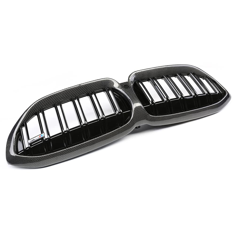 Carbon Fiber Front Hood Bumper with Double Slats Grill Compatible with 2019-2022 BMW 3-Series G20 G21 - Upgrade Your Car's Style & Performance for Street Racing & Show Car Events