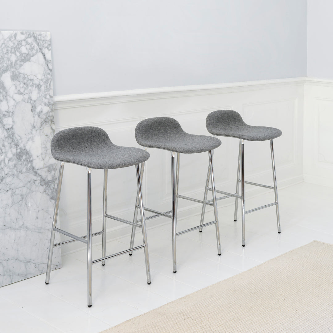 Modern Form Bar Stool with Metal Legs & Upholstered Seat - Perfect for Kitchen Islands, Home Bars & Commercial Use