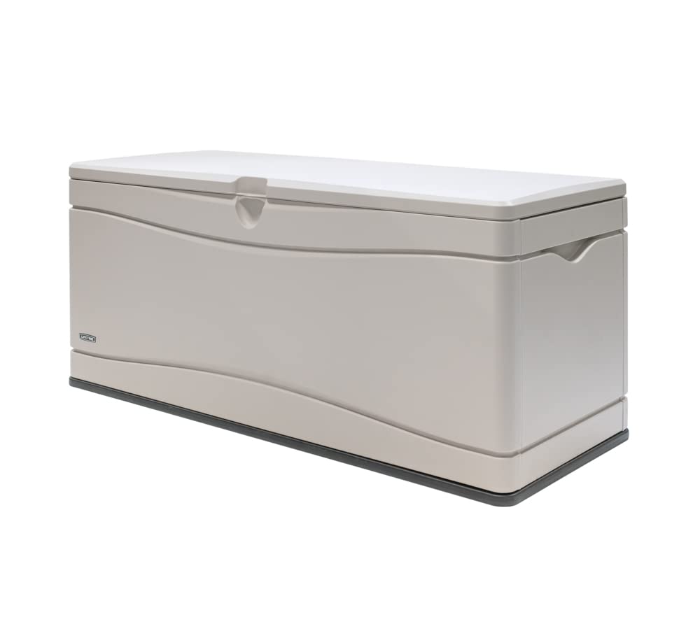 Lifetime 60040 130 Gallon Deck Box in Desert Sand - Outdoor Storage for Patio Furniture, Pool Toys & Gardening Supplies