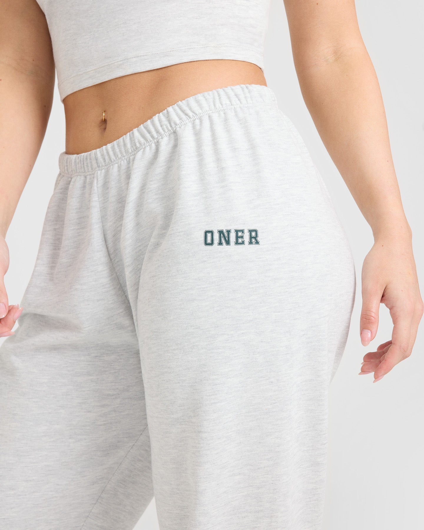 Lightweight Joggers with Printed Logo for Men & Women | Soft Breathable Lounge Pants | Light Grey Marl | Perfect for Running, Yoga & Casual Wear
