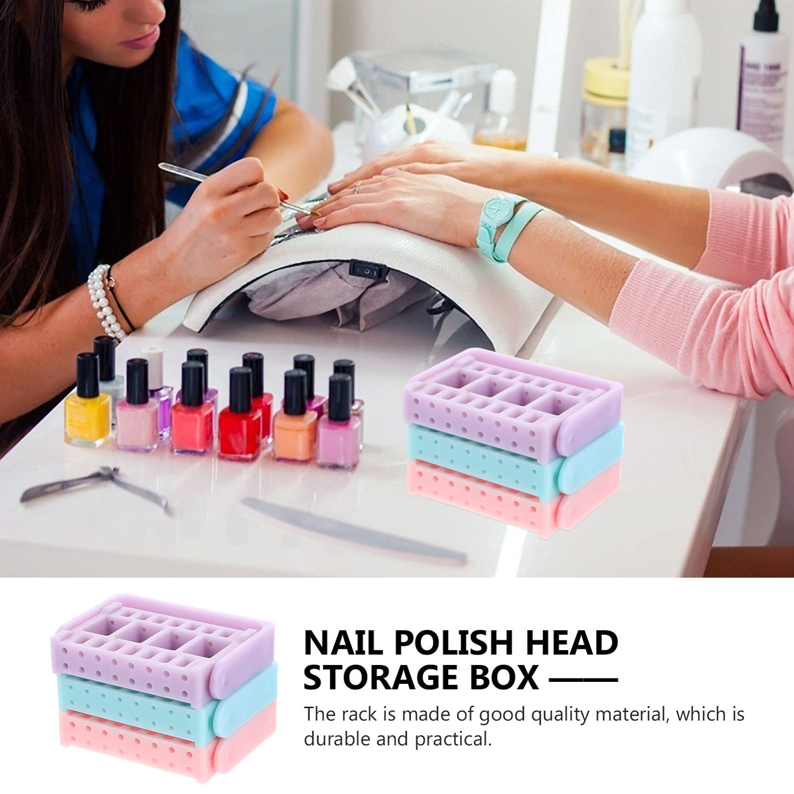 HEALLILY 3-Piece Grinding Head Storage Box - Nail Drill Bit Organizer with Display Shelf - Perfect for Salon & Home Manicure Stations - Keep Your Nail Drill Accessories Neat & Accessible