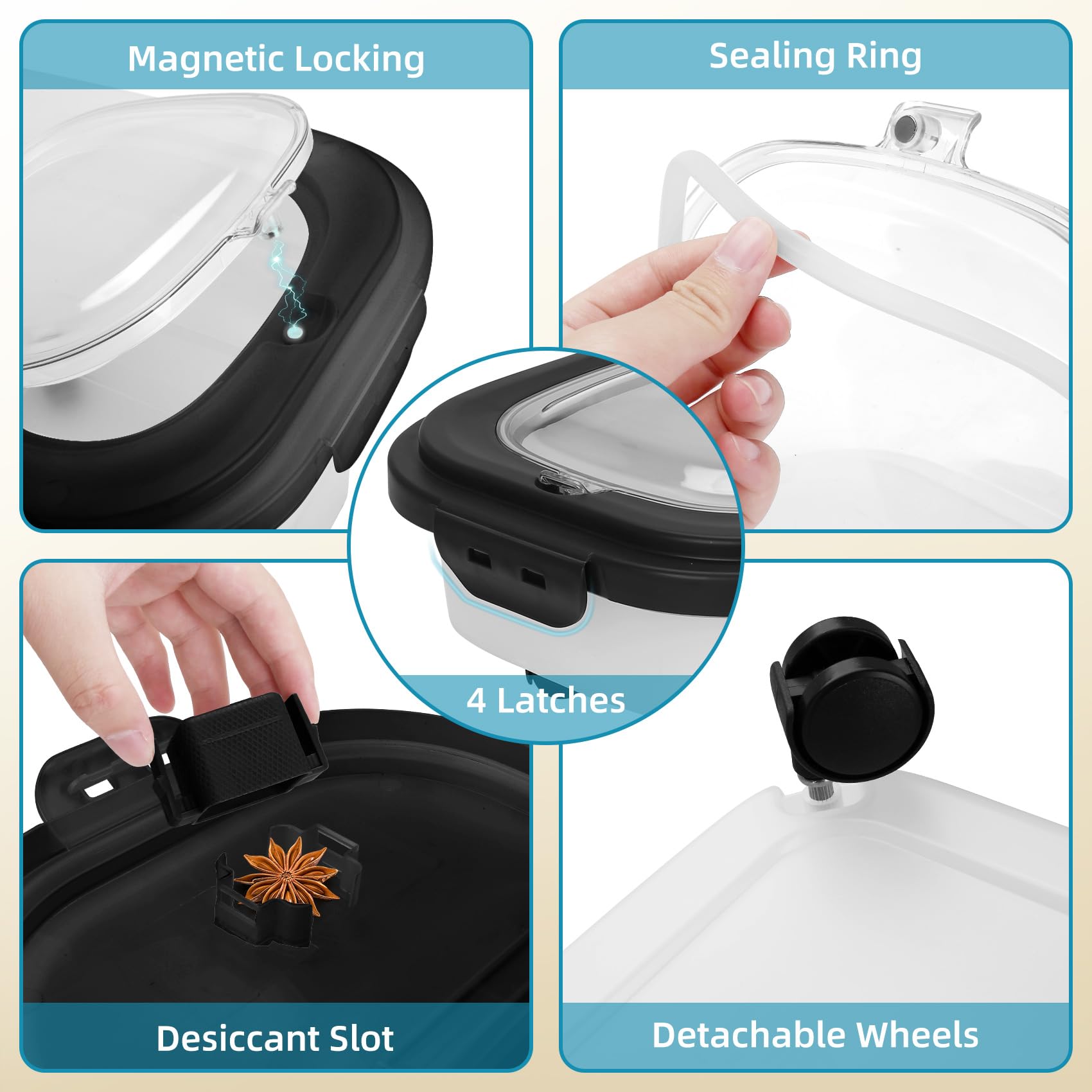Collapsible Dog Food Storage Container with Wheels - 17-20 lb Airtight Pet Food Bin with Scoop & Measuring Cups - Perfect for Home, Travel & Outdoor Use