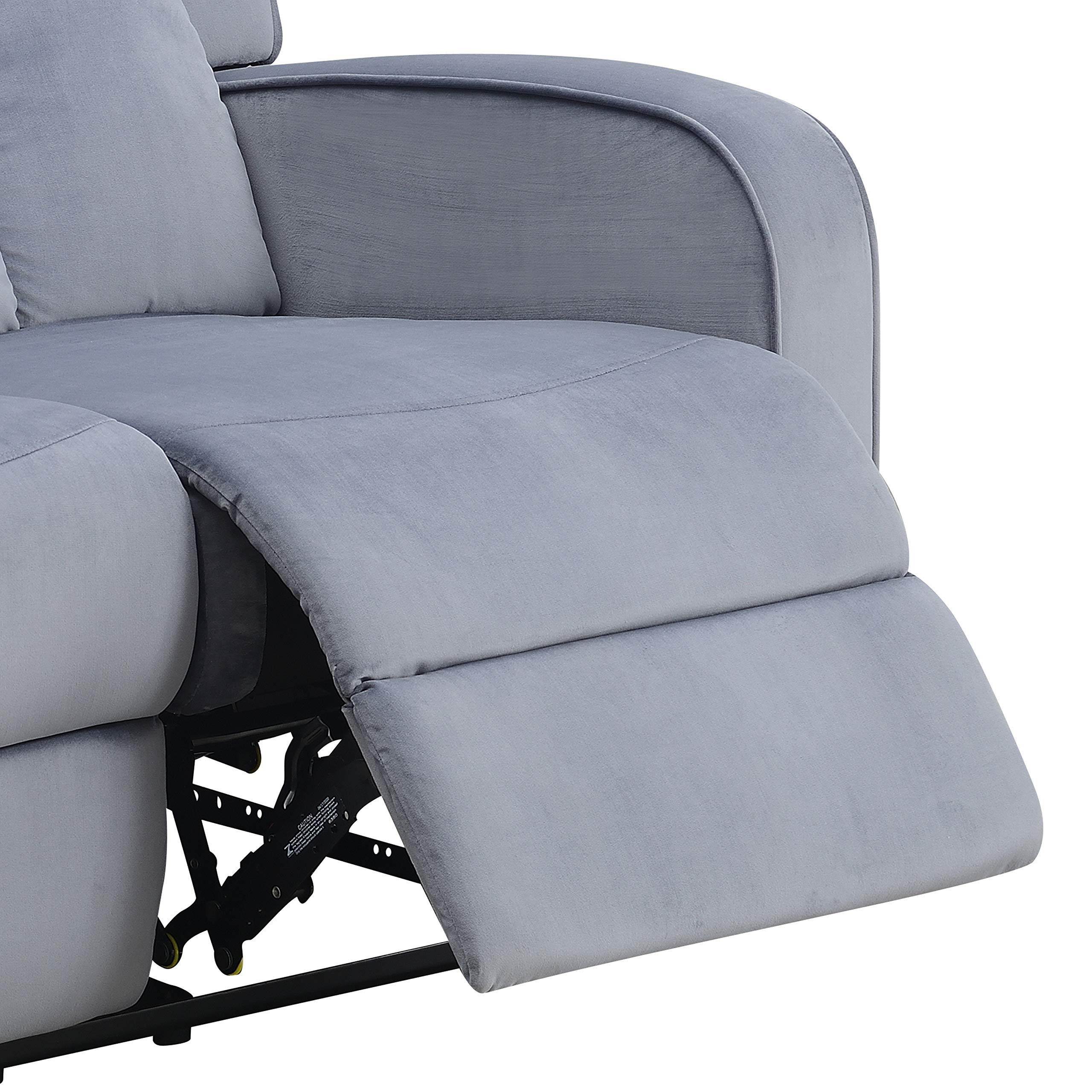 AC Pacific Dale Modern Upholstered 2-Piece Reclining Sofa Set with Curved Arms & Padded Back Cushions - Grey Manual Living Room Furniture for Comfortable Lounging & Family Movie Nights