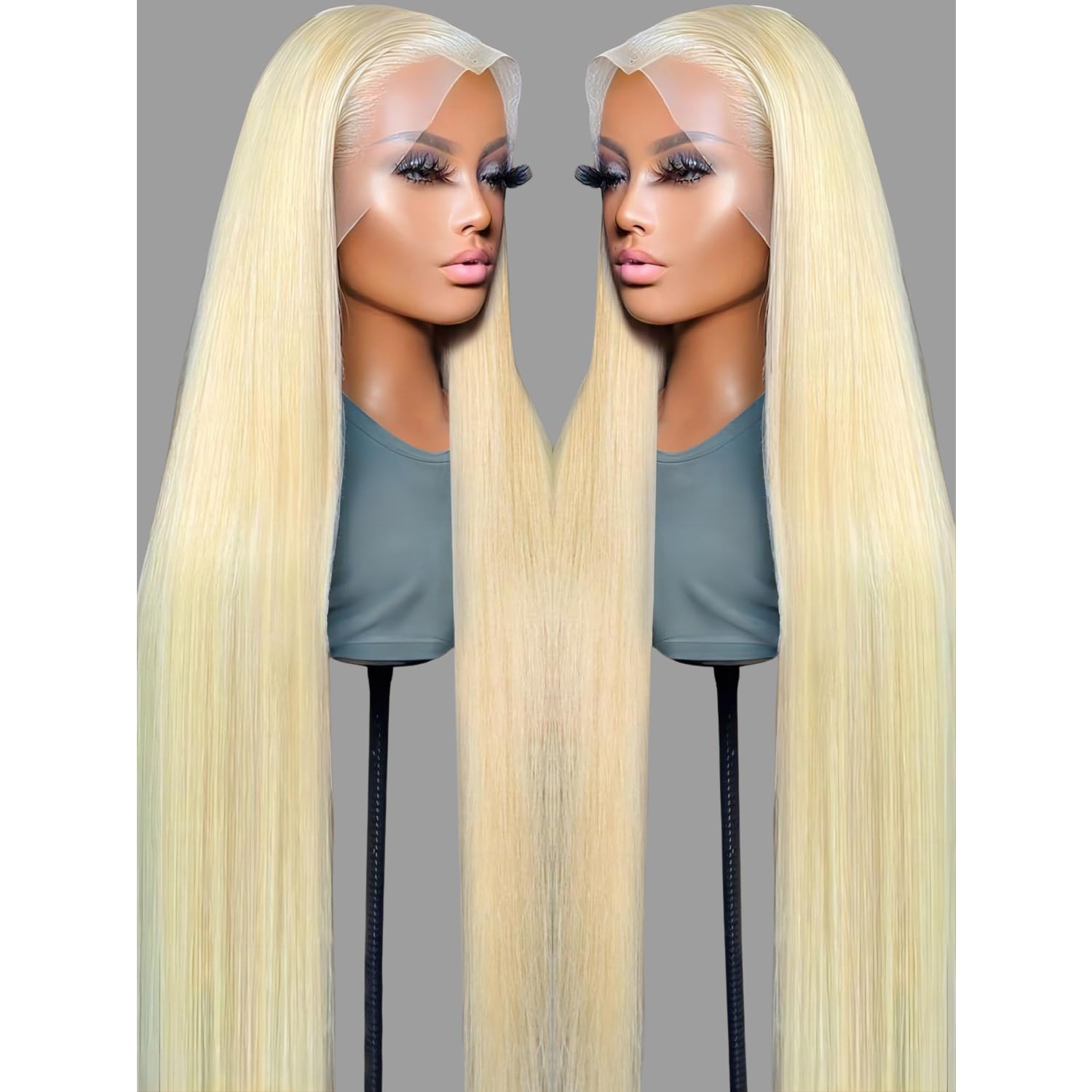613 13x6 HD Lace Front Wig Human Hair - 32 Inch Straight Blonde Wigs for Women | Glueless Pre-Plucked Bleached Knots | Natural Look for Daily Wear, Parties & Special Occasions