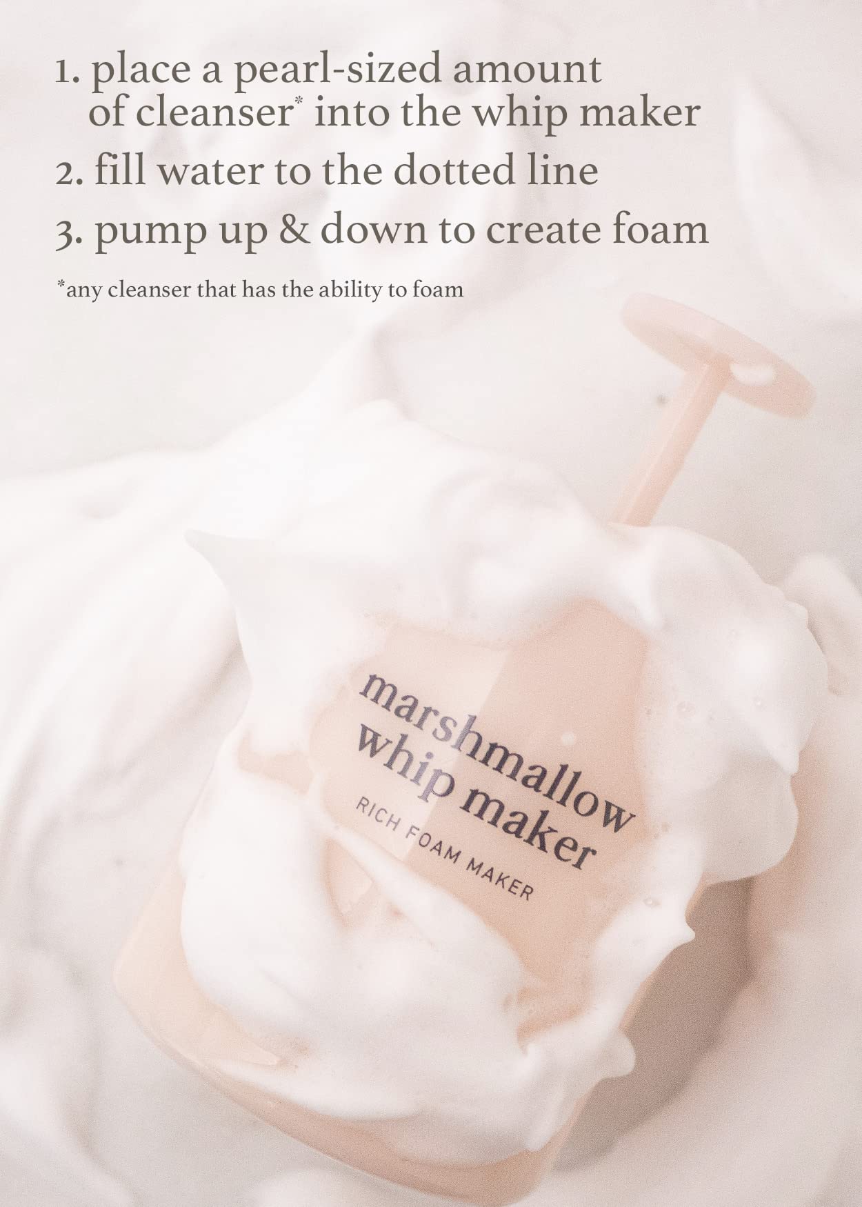 NOONI 2-in-1 Marshmallow Whip Facial Cleanser & Foam Maker Kit | Gentle Deep Cleansing for All Skin Types, Removes Impurities, Rich Lather Face Wash | Perfect for Daily Skincare Routine, Travel & Gift Giving