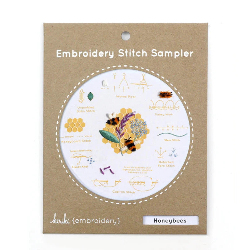 Honeybees Embroidery Stitch Sampler Kit - Beginner-Friendly Cross Stitch Patterns for DIY Handmade Crafts (Home Decor, Wall Art, Gift Ideas)