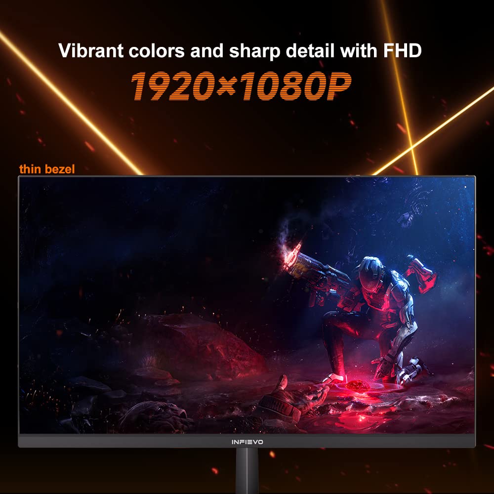 24 Inch Gaming Monitor FHD 1080P 165Hz 1ms Response - VA Panel with FreeSync, Built-in Speakers & Eye Care - Ultra Thin VESA Mountable PC Monitor for Esports & Work (HDMI/DP, Tilt Adjustable) - Perfect for Competitive Gaming & Home Office Setup