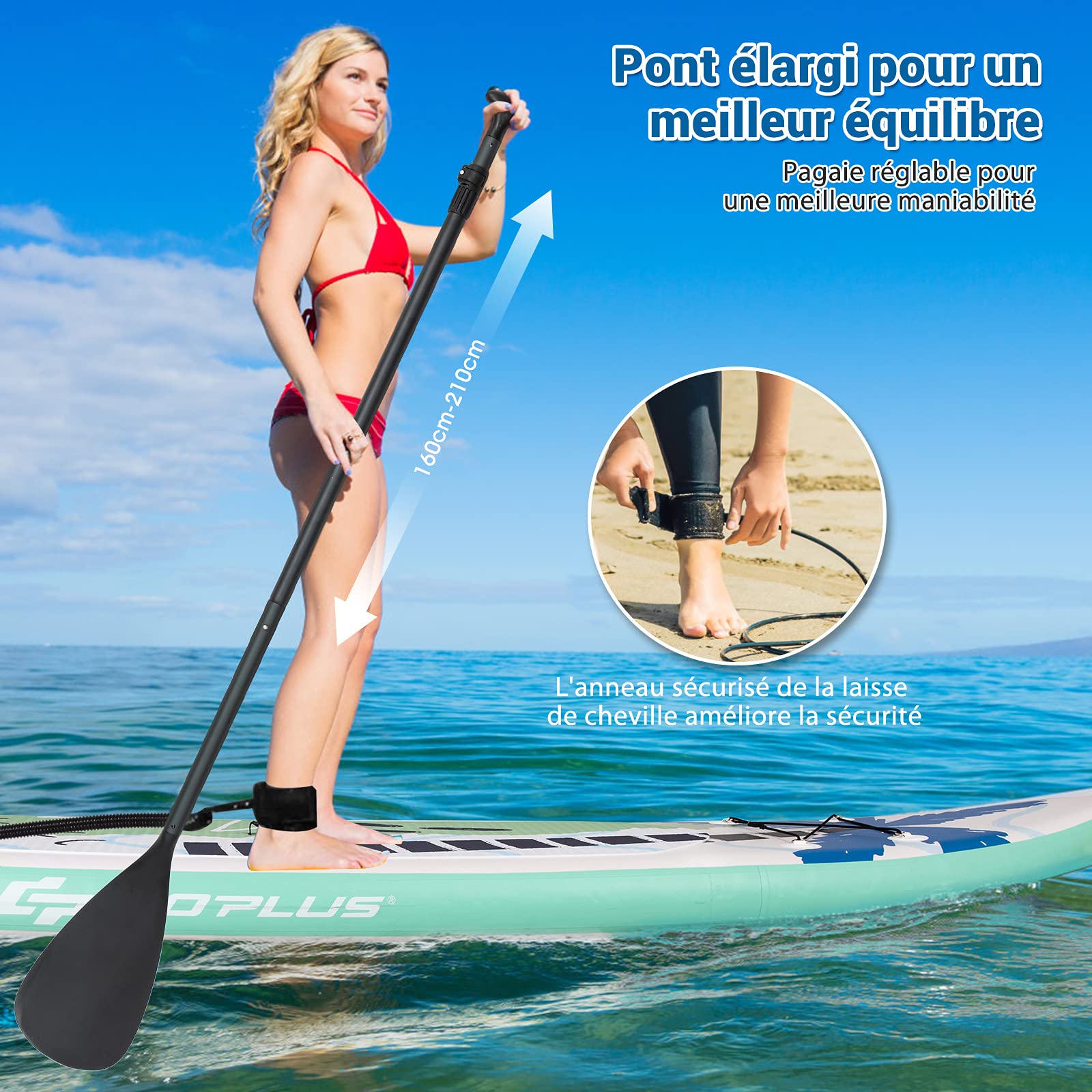 **COSTWAY Inflatable Stand Up Paddle Board with Full Accessories & Carry Bag | Non-Slip Deck for Paddling, Surfing, Fishing, Water Yoga | 297cm to 335cm Length Options | Perfect for Lakes, Rivers & Ocean Adventures**