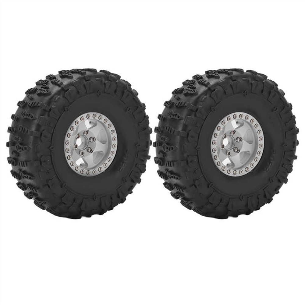 LYunce 1.9 Inch RC Crawler Wheels - Durable Alloy Rims & High Grip Tires for 1/10 Scale Off-Road Vehicles - Silver - Perfect for Rock Crawling, Trail Adventures & RC Competitions
