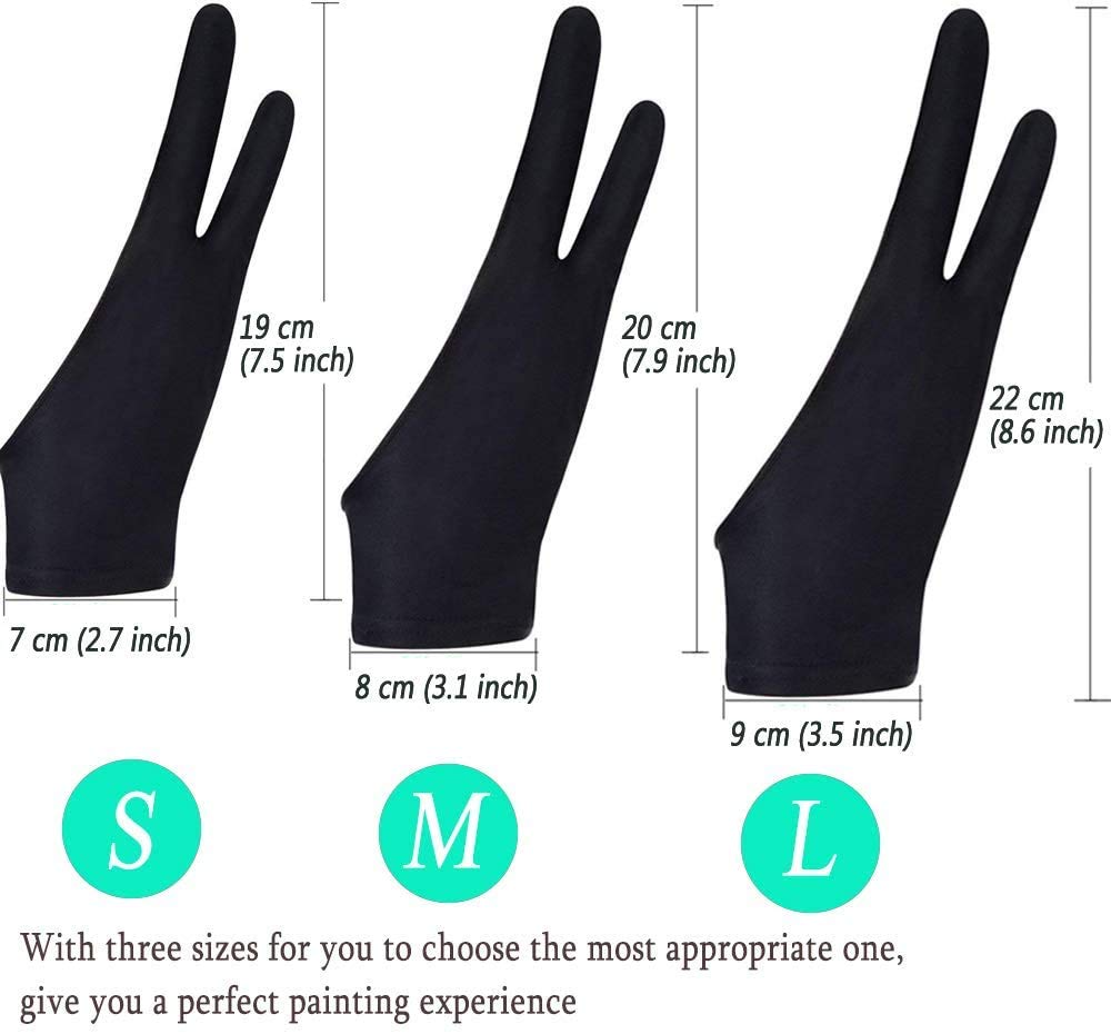 6-Piece Artist Gloves for Drawing Tablet (S/M/L) - Anti-Smudge Two-Finger Digital Art Gloves for Graphic Pen, iPad & Monitor Painting - Perfect for Procreate, Photoshop & Digital Sketching (Purple/Red)