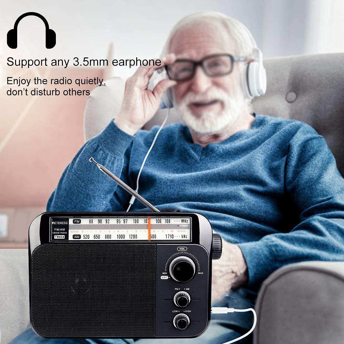 Retekess TR604 Portable AM FM Radio with Best Reception - Analog Transistor Shortwave Radio | Battery Powered by D Cell | Perfect for Emergency, Outdoor, Camping & Home Use