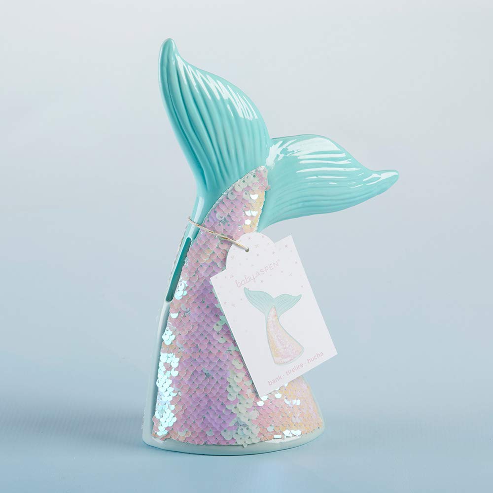Reversible Sequin Mermaid Piggy Bank - Baby Room Decor for Savings & Gifts