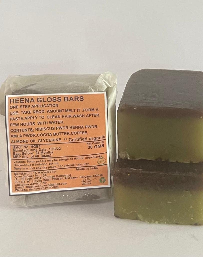 Organic Olive Shower Heena Gloss Conditioner Bar – Natural, Travel-Friendly, No Fuss One-Step Application (30g) for Soft, Shiny Hair at Home or On-the-Go
