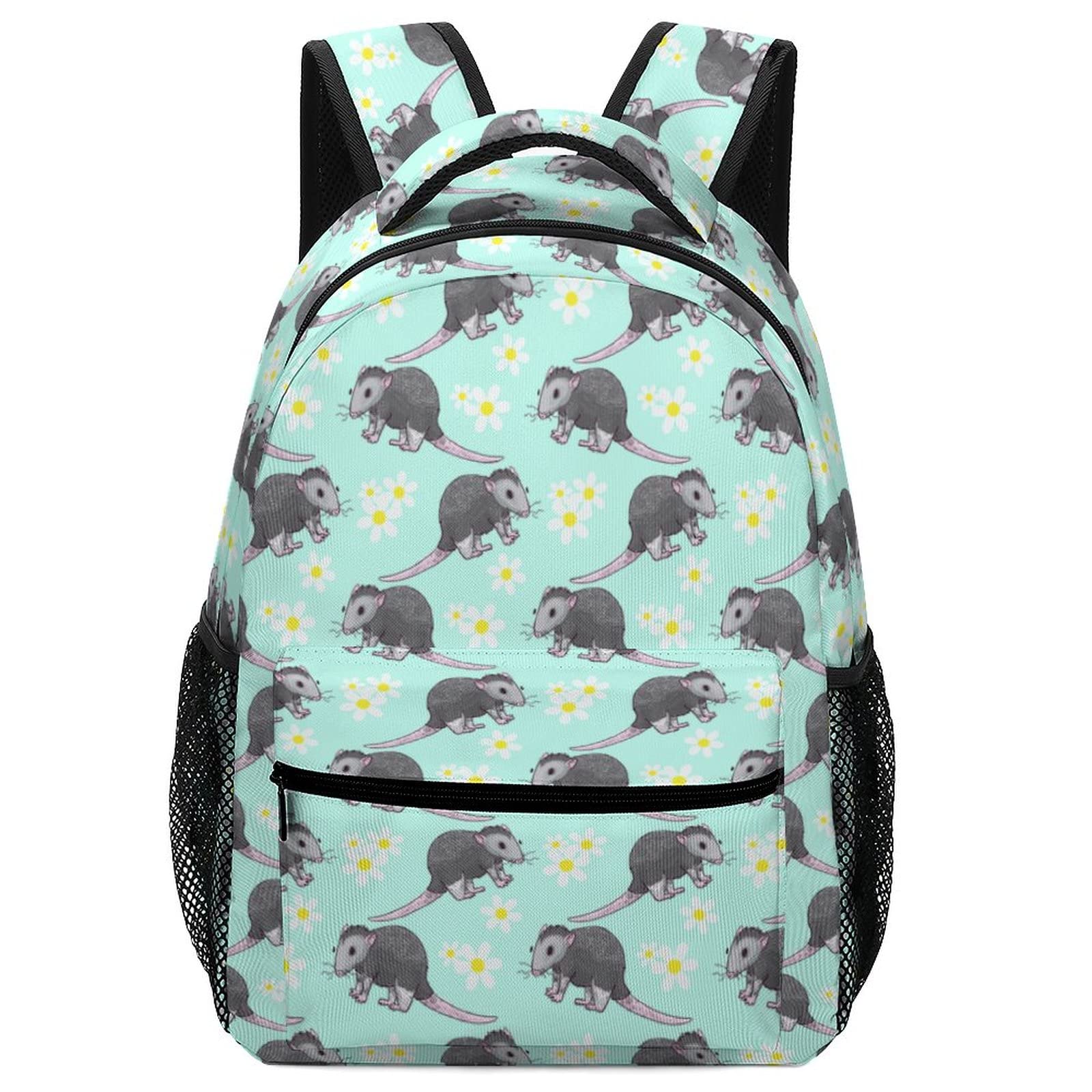 Lightweight Mint Green Floral Bookbag for School & Travel - Anti-Theft Backpack with Mesh Pockets for Men & Women | Perfect for High School, College & Daily Commute | Durable Polyester Fabric Rucksack