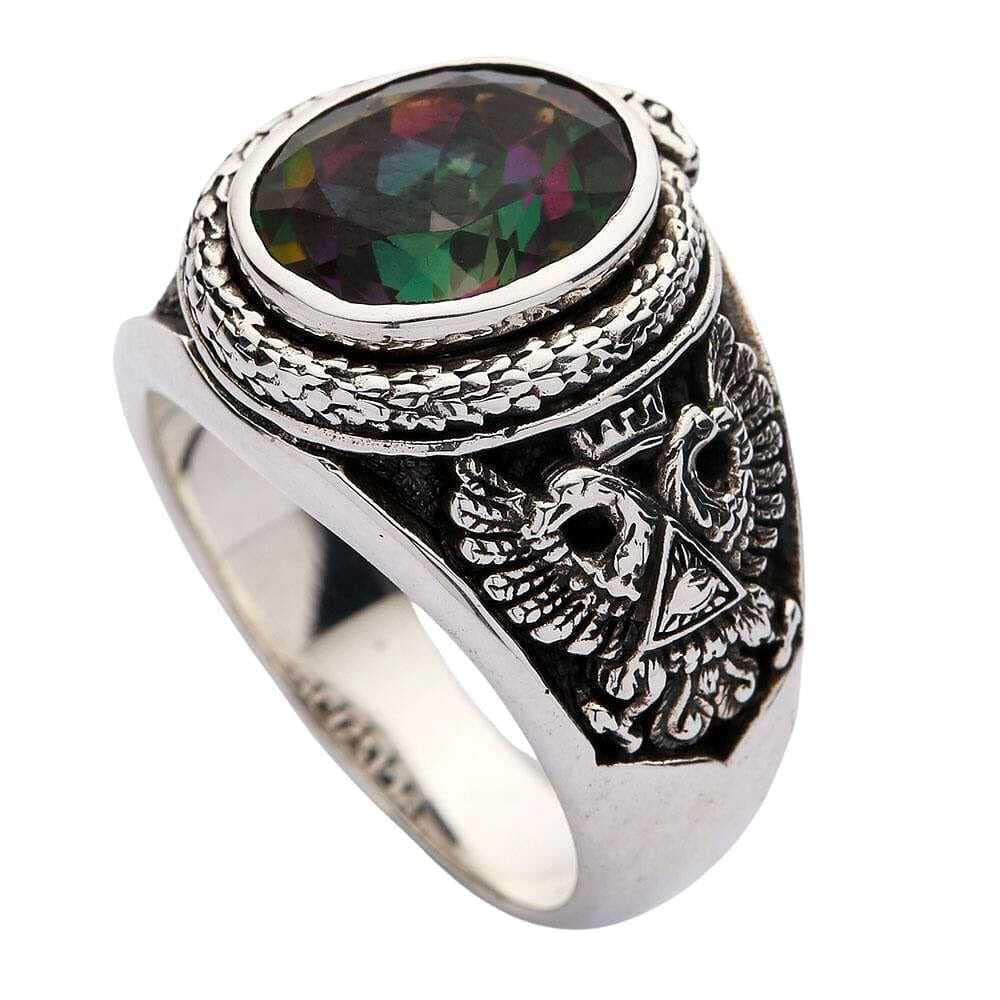 Sterling Silver Mystic Topaz Praying Hands Gothic Ring for Men & Women - Unique Biker Jewelry for Motorcycle Riders & Gothic Fashion Lovers - Perfect for Everyday Wear, Special Occasions & Gift Giving