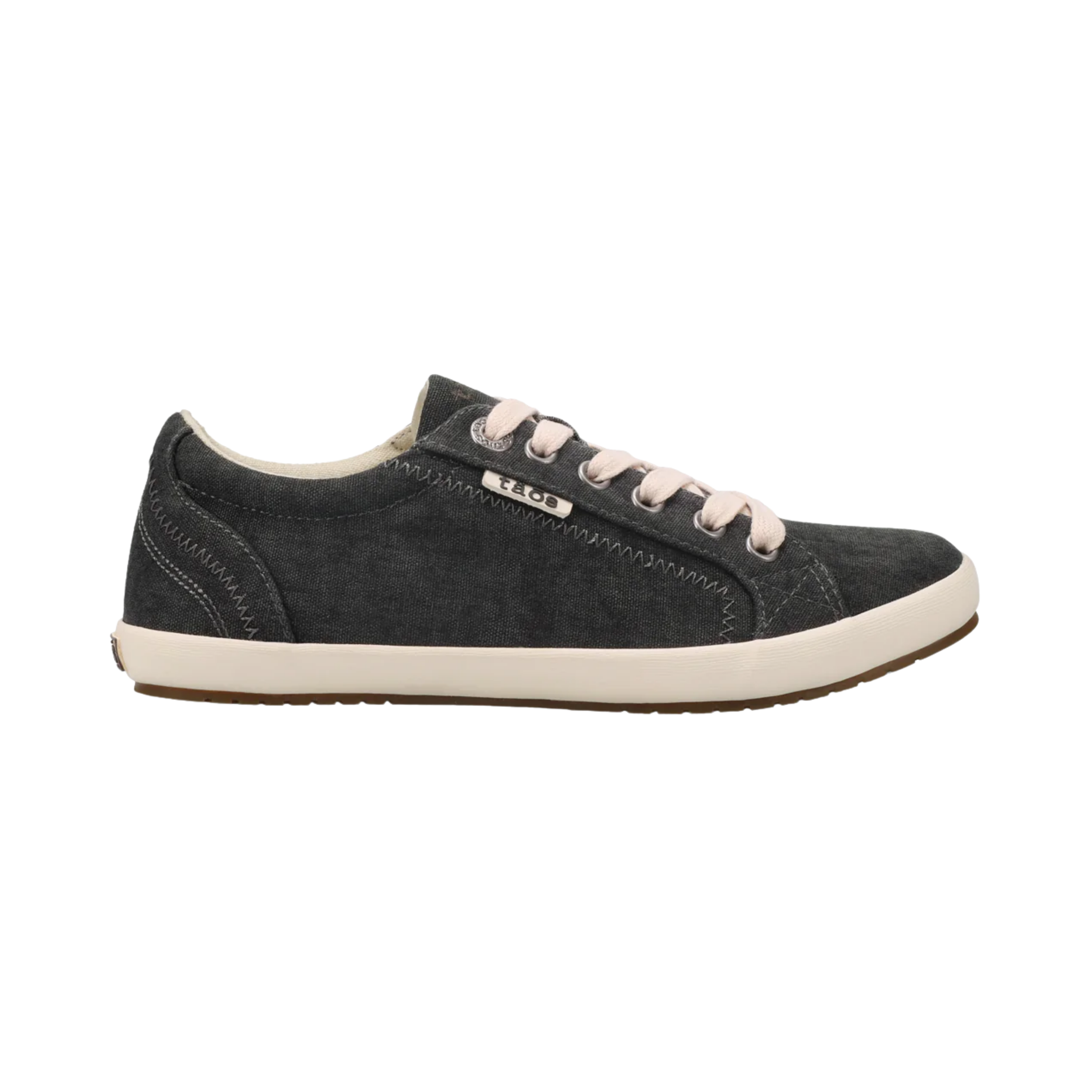 Women's Wide Width Star Charcoal Washed Canvas Shoes - Comfortable Casual Sneakers for Walking, Travel & Everyday Wear